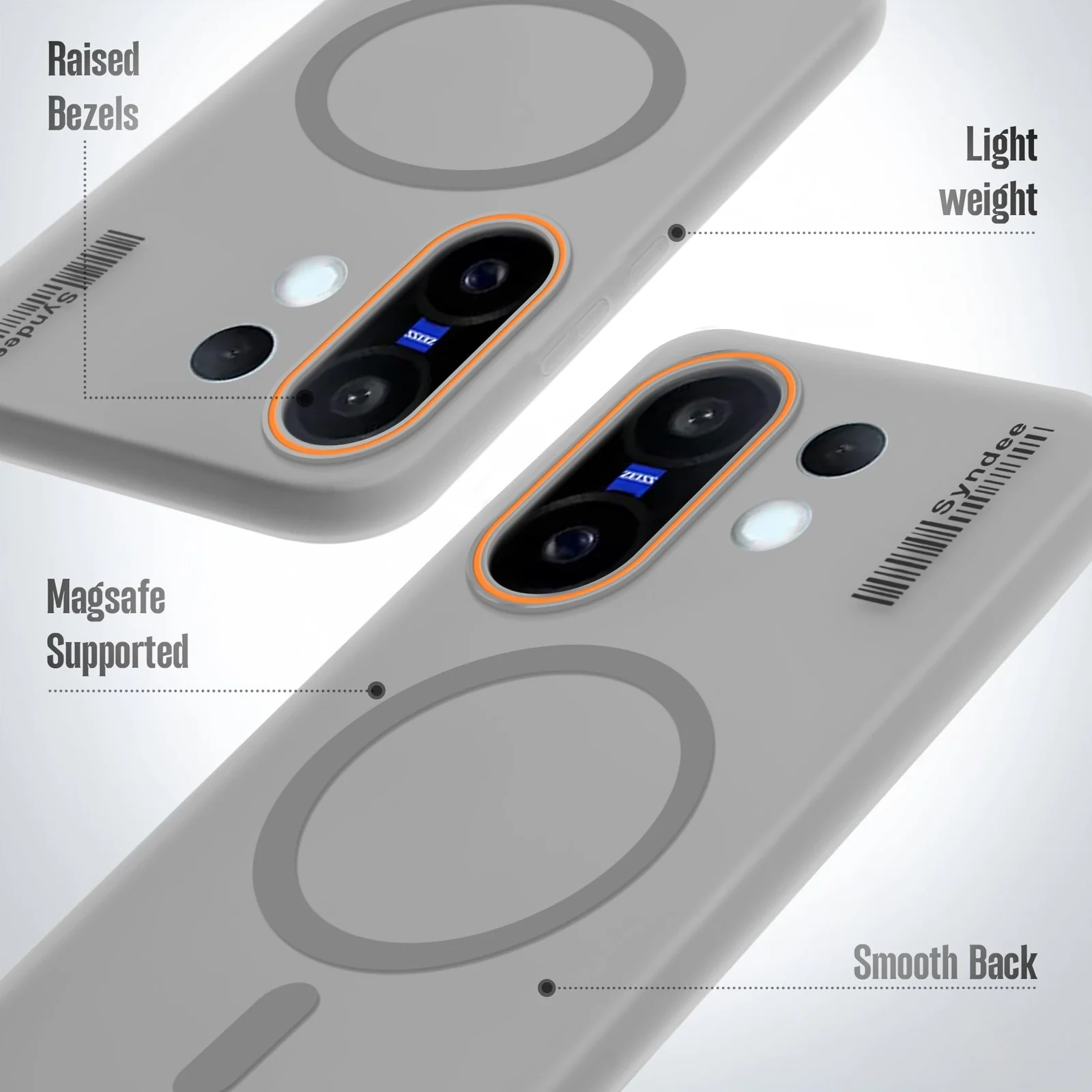DL3 Mobilak Case Back Cover for Honor 200 5G, Sleek Frosted Translucent Back Only Compatible with Wireless Magnetic Accessories | Anti-Scratch Shockproof Phone Case - Gray