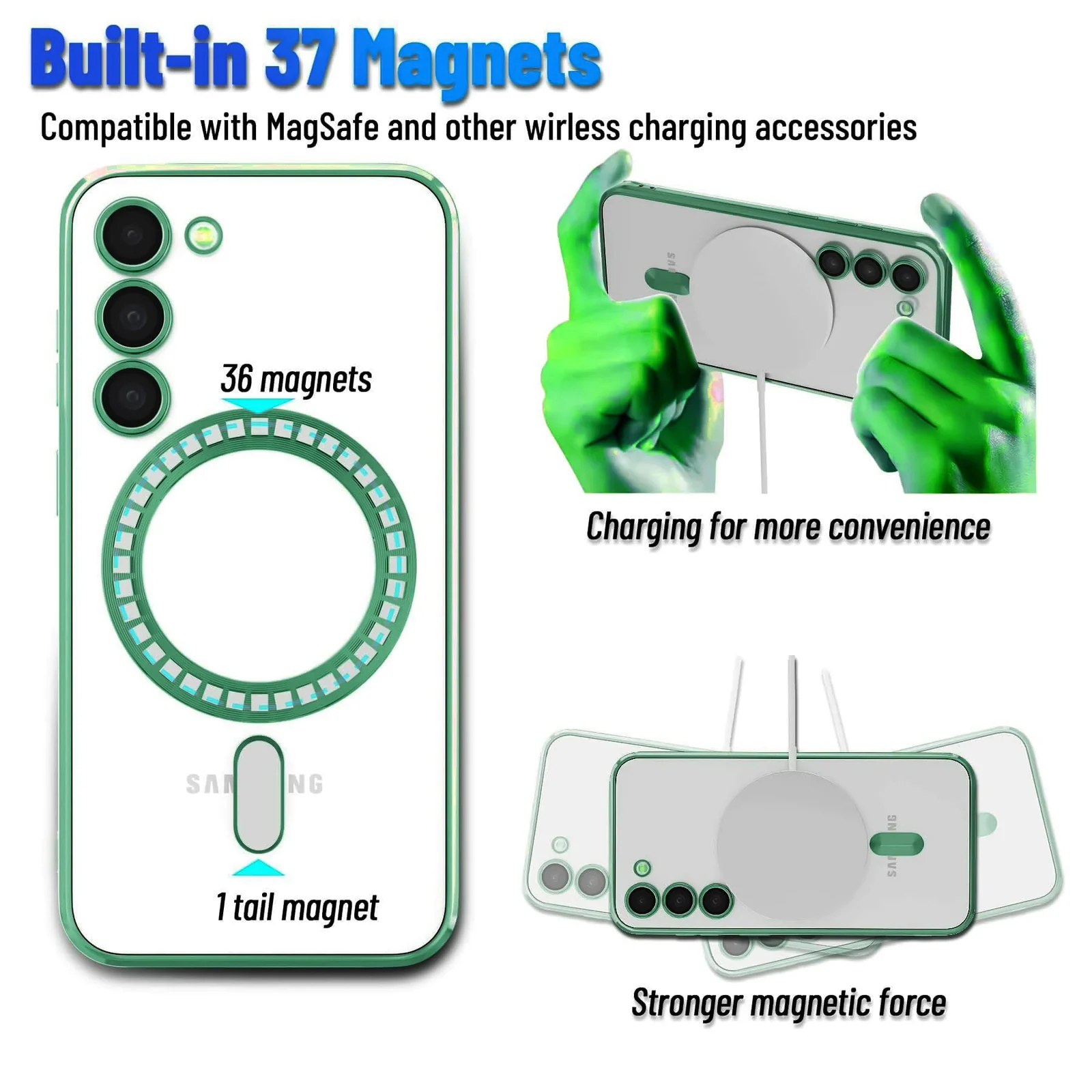DL3 Mobilak Clear TPU Case with Electroplated Edges for Samsung Galaxy S23 with Camera Protection - Green