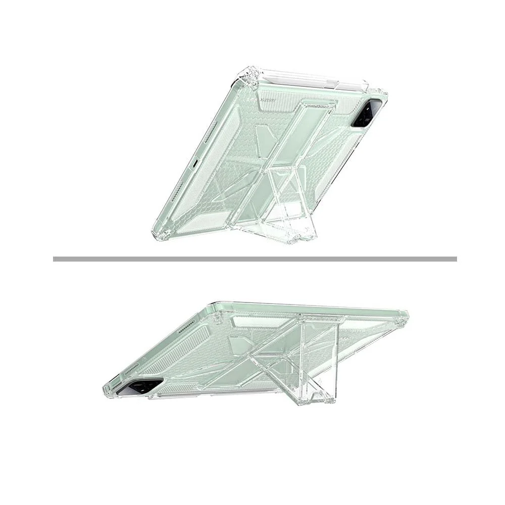 DL3 Mobilak Stand Case for Xiaomi Pad 7 / Xiaomi Pad 7 Pro 2024 11.2 inch Case Shockproof, Thin Slim Lightweight Anti-Yellowing Bumper, Kickstand Cover, with Pencil Holder - Clear
