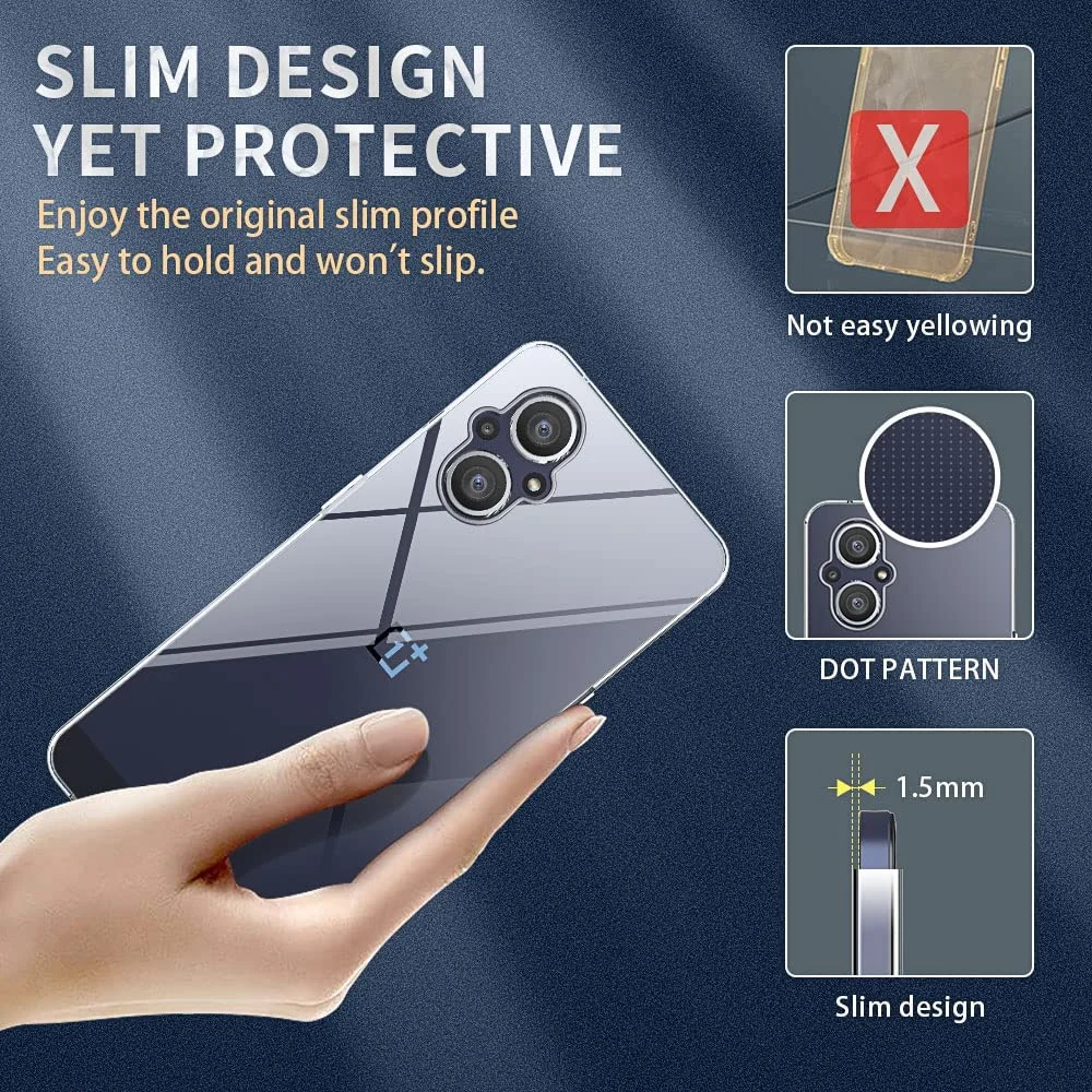 DL3 Mobilak Case Compatible with OPPO Reno 7Z 5G/OnePlus Nord N20 5G Case Crystal Soft TPU Gel Case Flexible Silicone Anti-Scratch Camera Protection TPU Cover - Clear