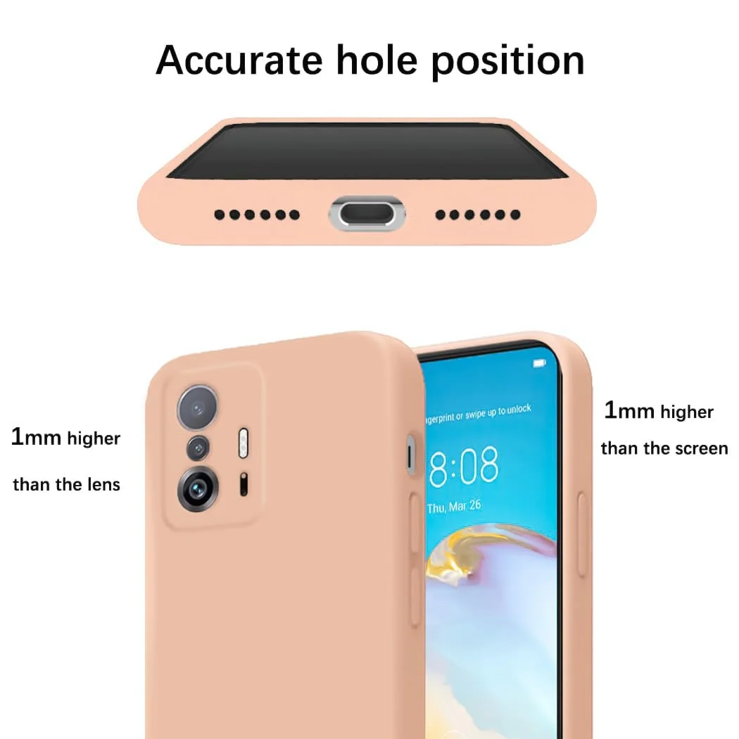 DL3 Mobilak Soft Silicone Protective Case for Xiaomi 11T / Xiaomi 11 T Pro with Microfiber Lining and Shockproof Design - Light Orange