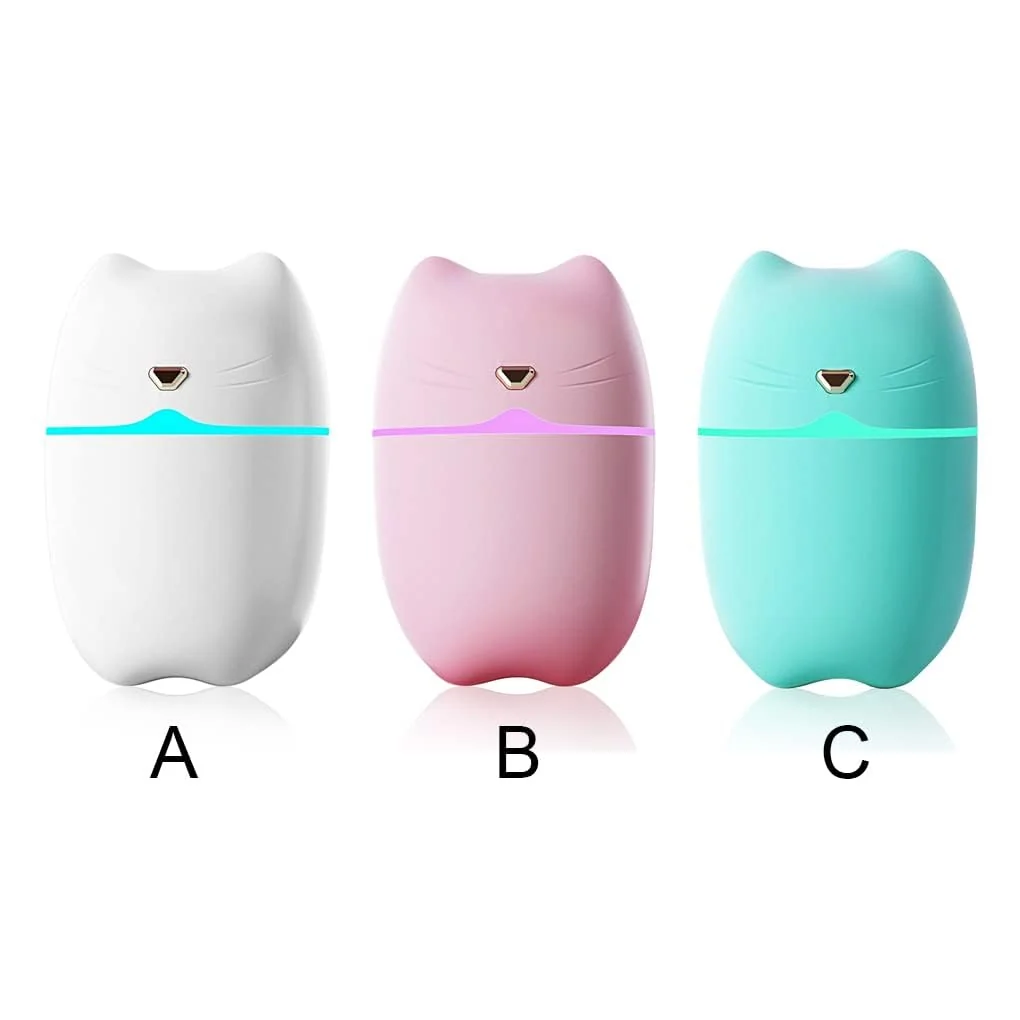 Mobigon Wood Cool Mist Ultrasonic Humidifier for Room Moisture, Aroma Diffuser for Home, 260ml Essential Oil Diffuser with 7 Colorful Night Light, Auto Shut-Off, Home, Office, car - A.Pink
