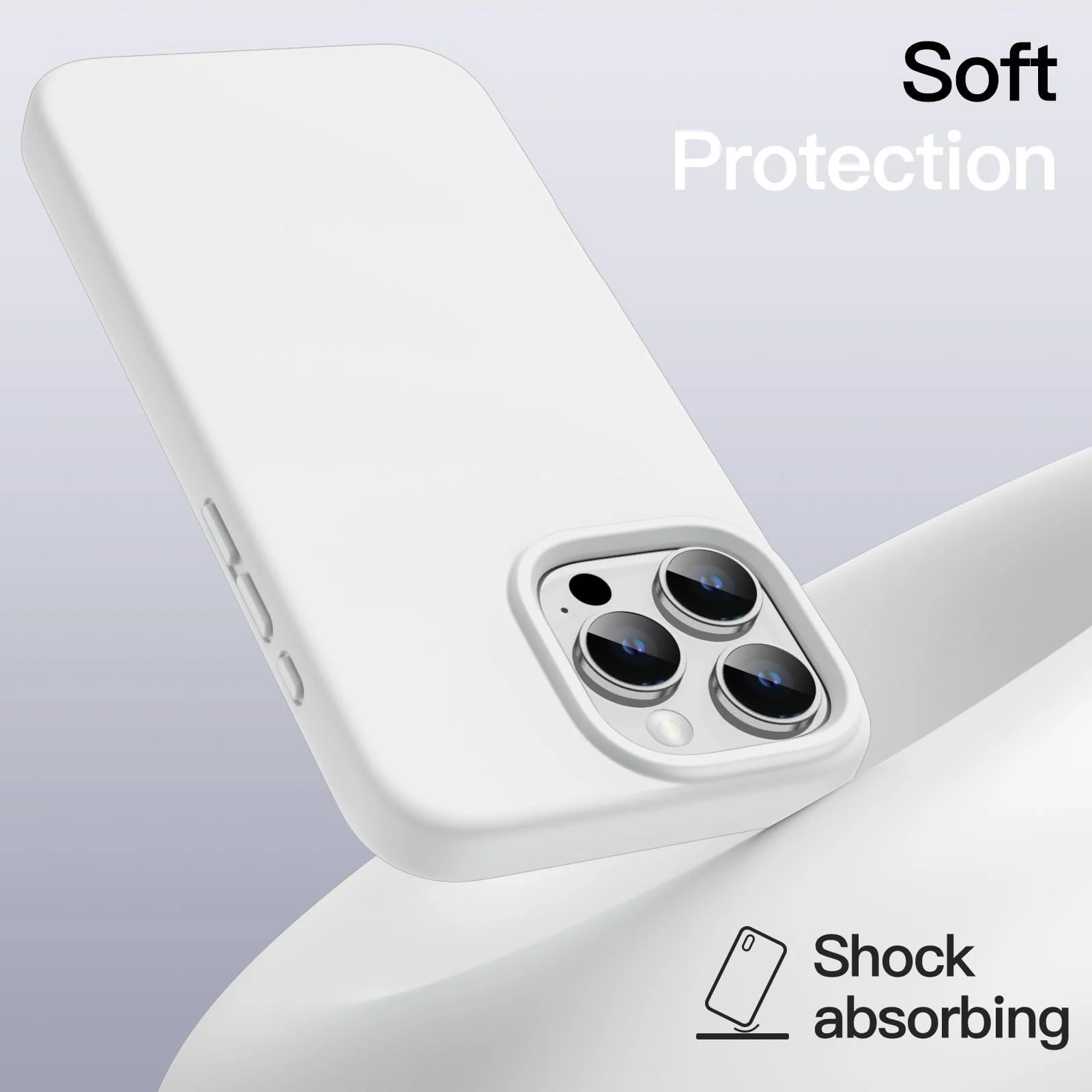 DL3 Mobilak Liquid Silicone Protective Case with Soft Microfiber Lining for iPhone 16 Pro Max - White