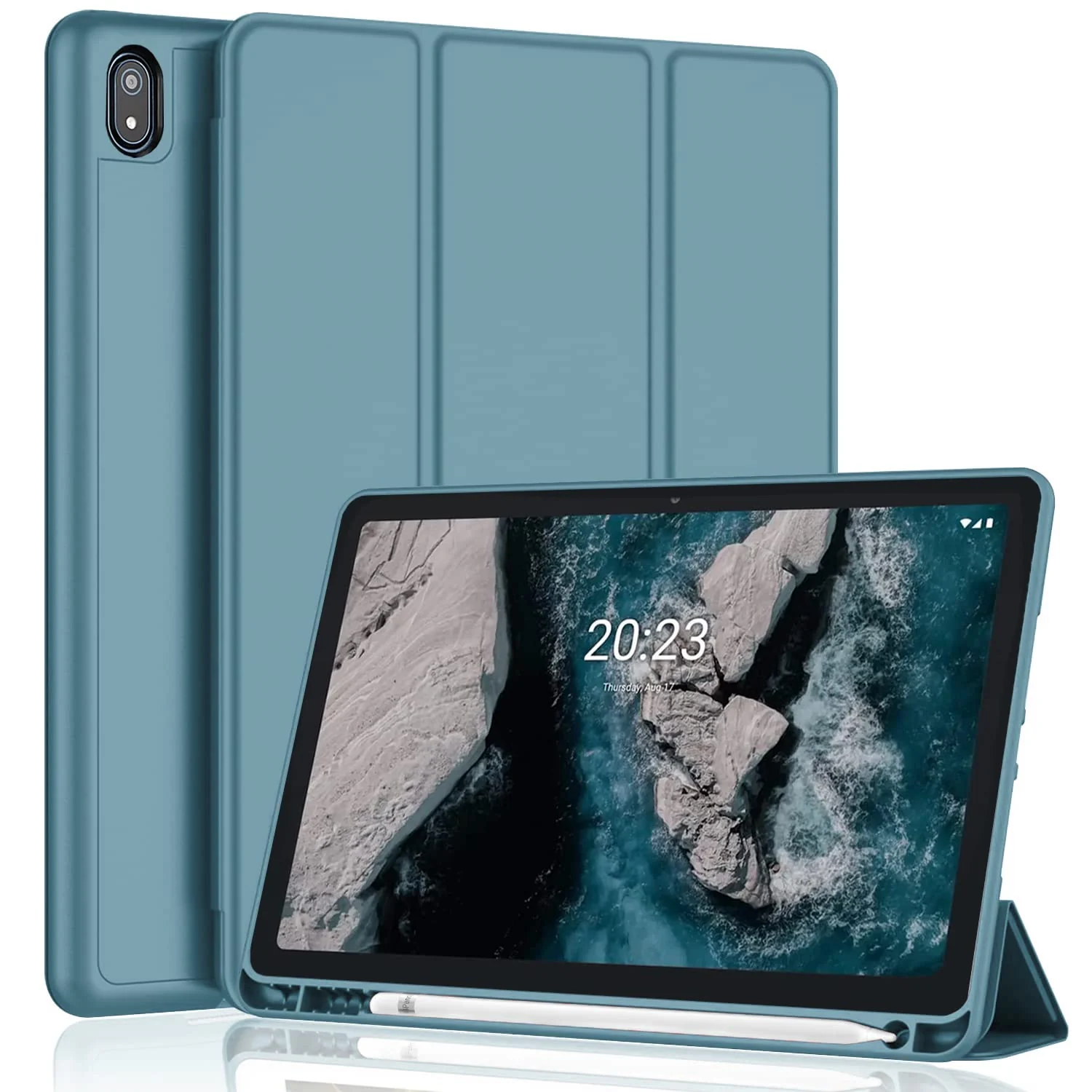 DL3 Mobilak Smart Case for Nokia T20 Tablet with Pencil Holder, Soft TPU Smart Stand Back Cover Auto Wake/Sleep Feature - Green