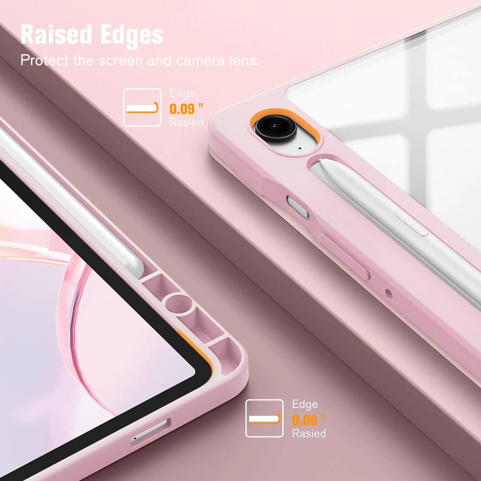 DL3 Mobilak Hybrid Slim Case for Samsung Galaxy Tab S9 FE 5G 10.9 Inch/Galaxy Tab S9 11 Inch 2023 with S Pen Holder, Shockproof Cover with Clear Transparent Back Shell, Auto Wake/Sleep - Pink