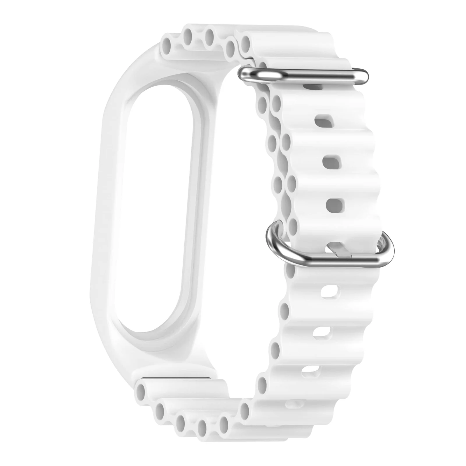 DL3 MOBILAK Ocean Band for Xiaomi Mi Band 7/Mi Band 6/Mi Band 5/Mi Band 4/Mi Band 3,Adjustable Silicone Stretchy Sport Strap Women Men Replacement Wristband - White