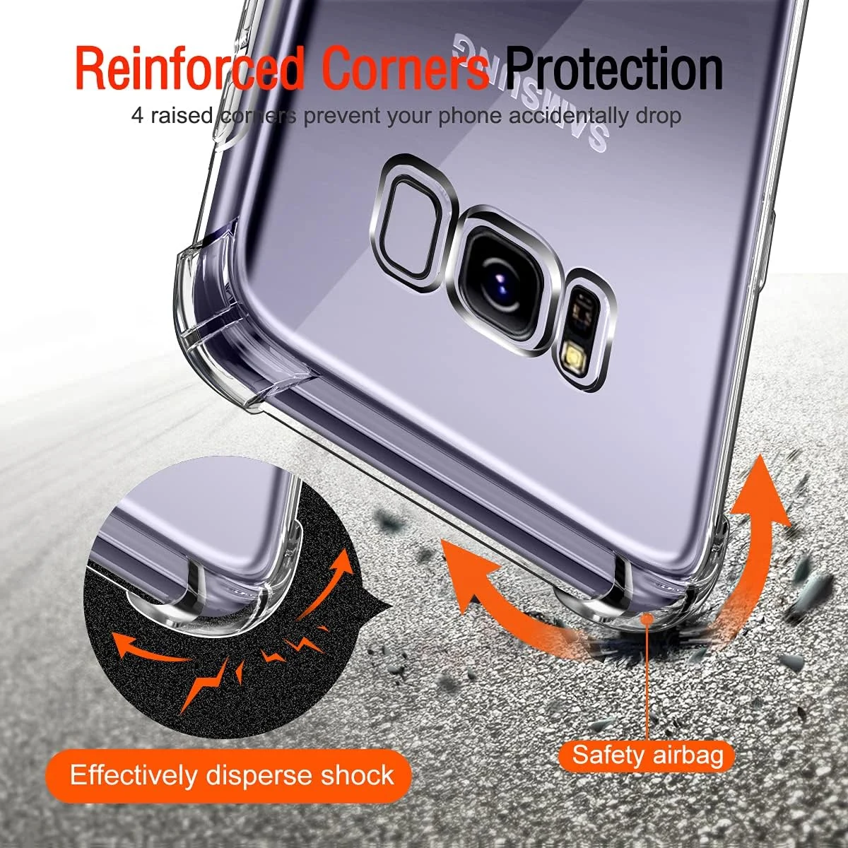 DL3 Mobilak Clear TPU Case for Samsung Galaxy S8 plus, Camera protection, Shock-absorbing protection, Non-slip grip - Clear