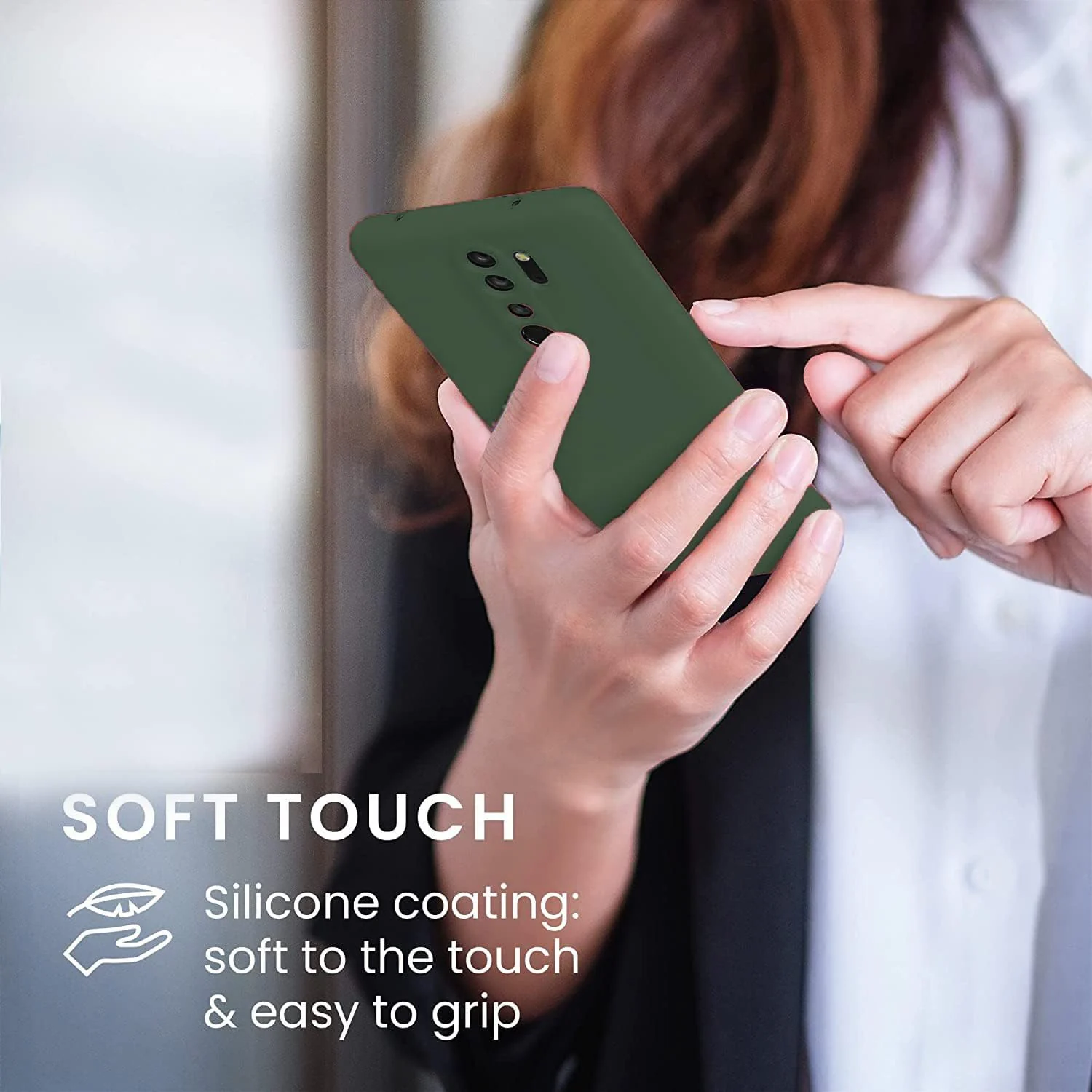 DL3 Mobilak Liquid Silicone Protective Case with Soft Microfiber Lining with Full Camera Protection for Xiaomi Redmi Note 8 Pro - Green