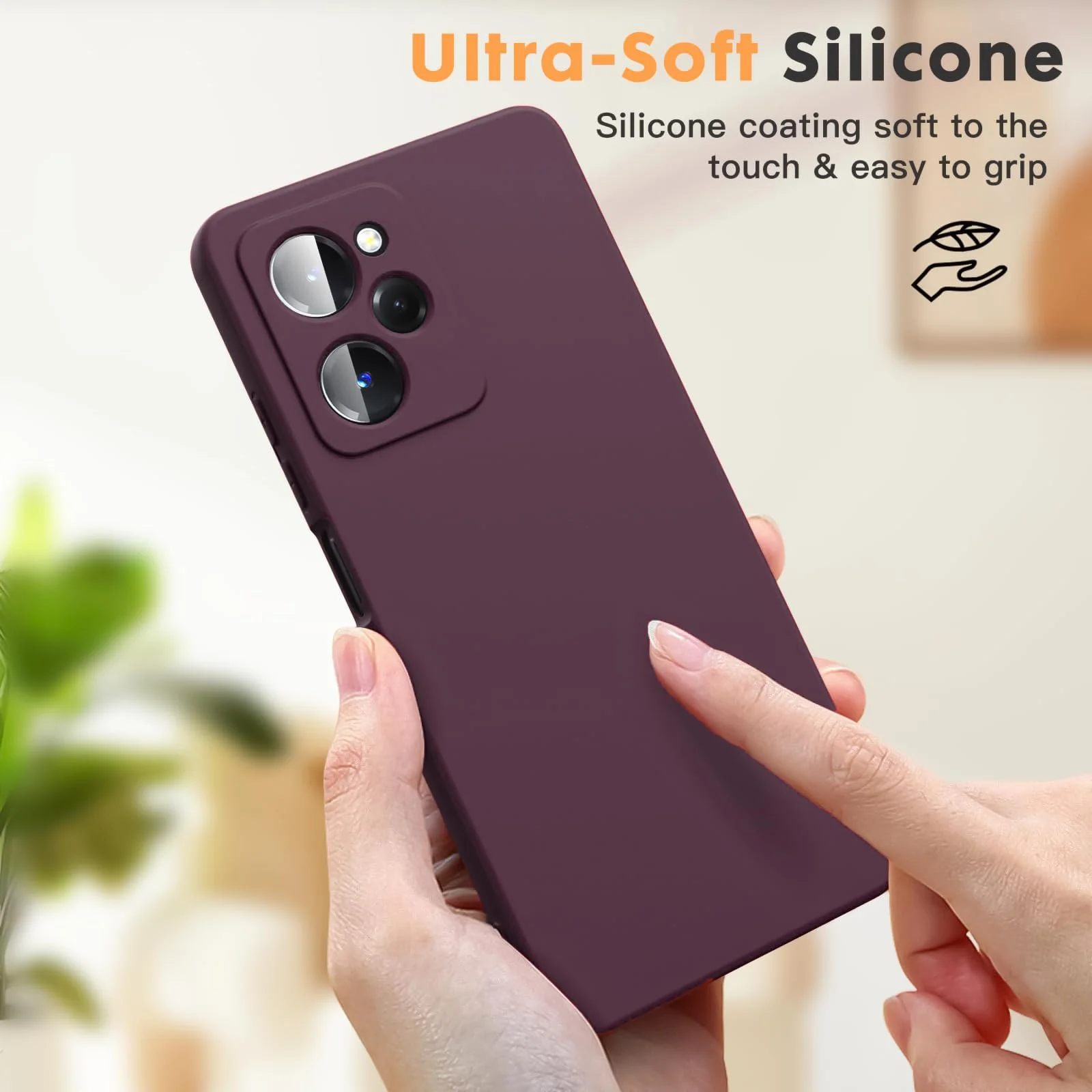 DL3 Mobilak Soft Silicone Protective Case for POCO X5 Pro 5G with Microfiber Lining and Shockproof Design - Wine Red