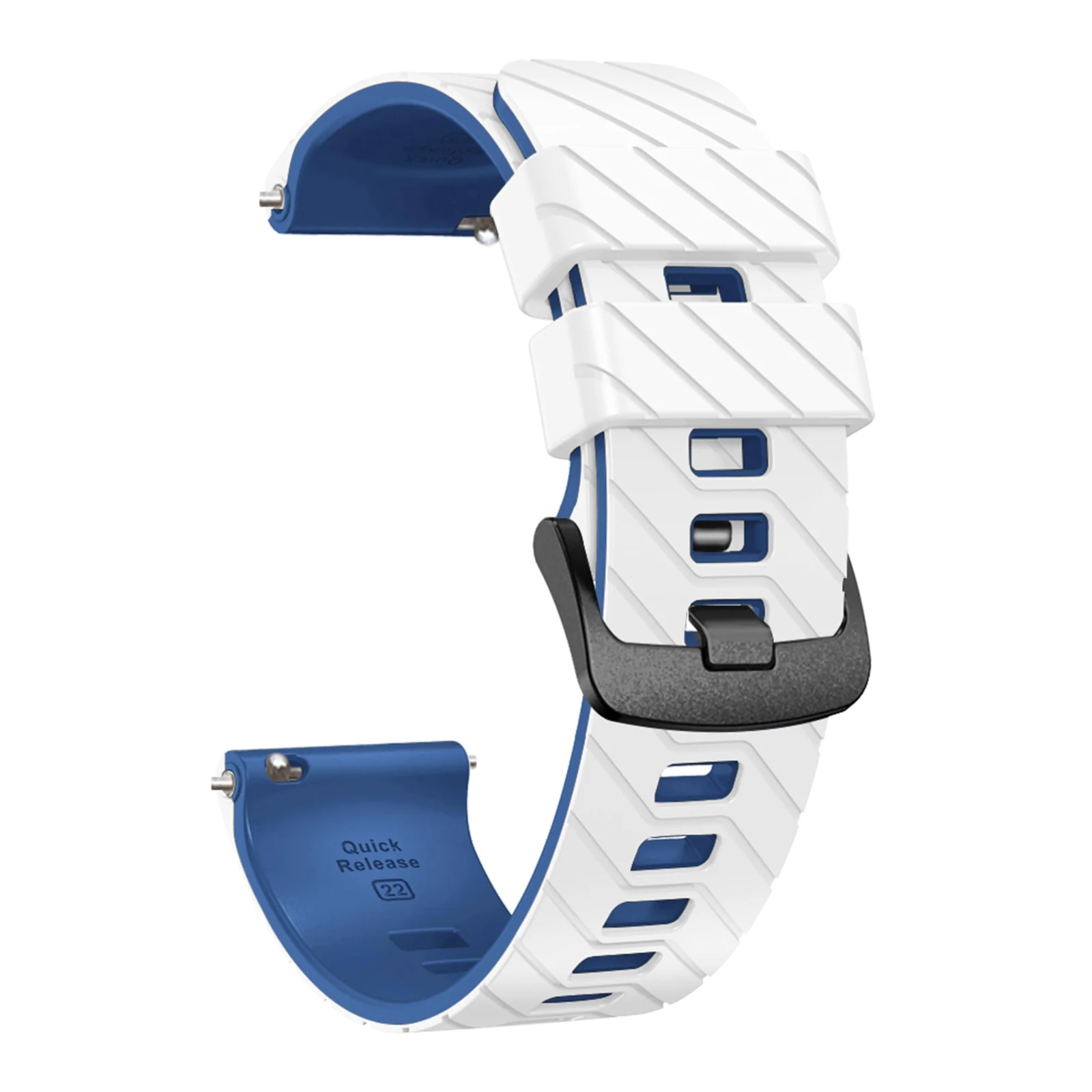 DL3 Mobilak Silicone Sport Band 22MM Strap For Xiaomi Redmi Watch 5 Active/5 Lite/Samsung Galaxy Watch 3 45mm/Watch 46mm/Gear S3/Huawei watch GT5 GT4 GT3 GT2 GT 46MM/GT2E/GT3 Pro/GT 5 Pro - White/blue