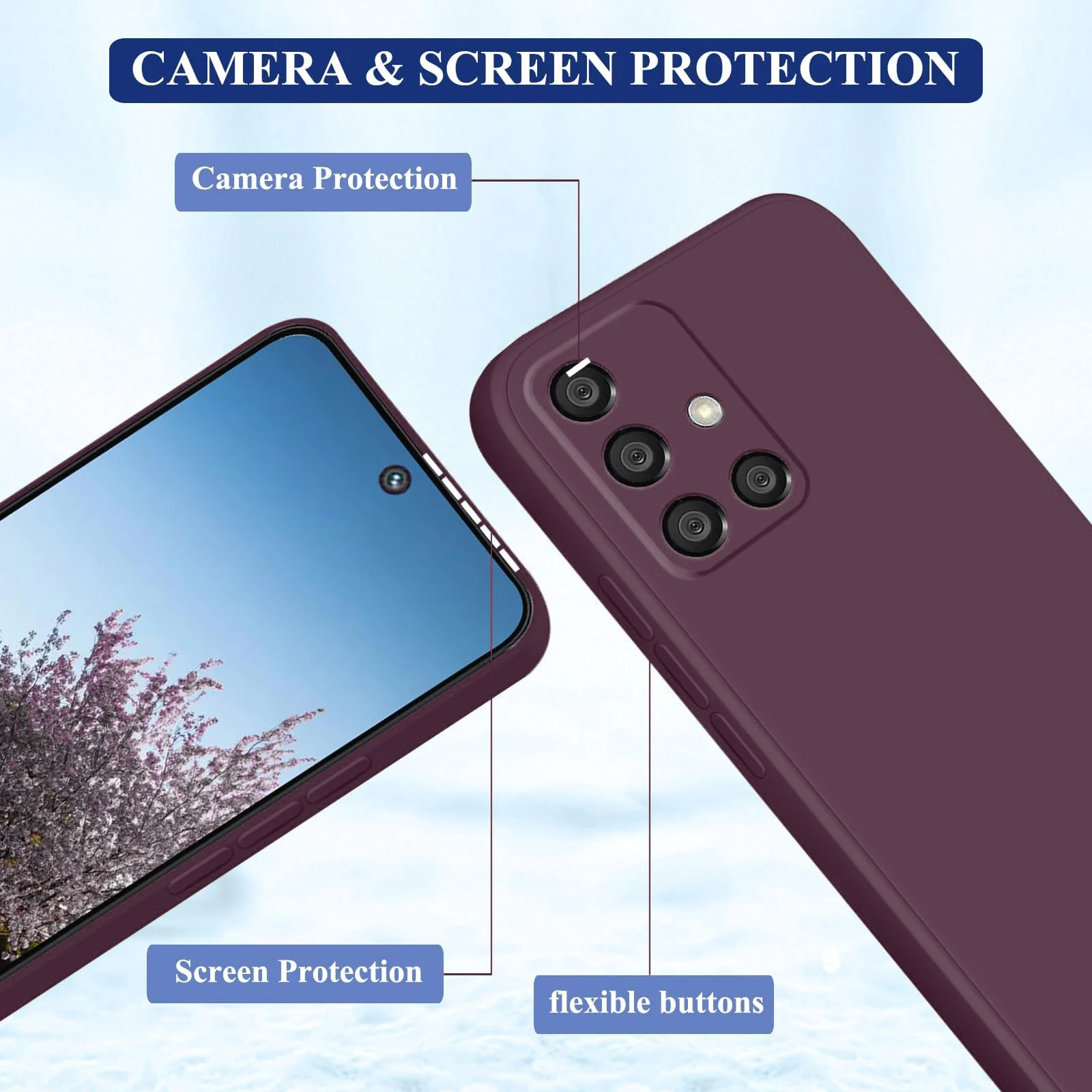 DL3 Mobilak Soft Silicone Protective Case for Samsung Galaxy A51 with Microfiber Lining and Shockproof Design - Wine Red