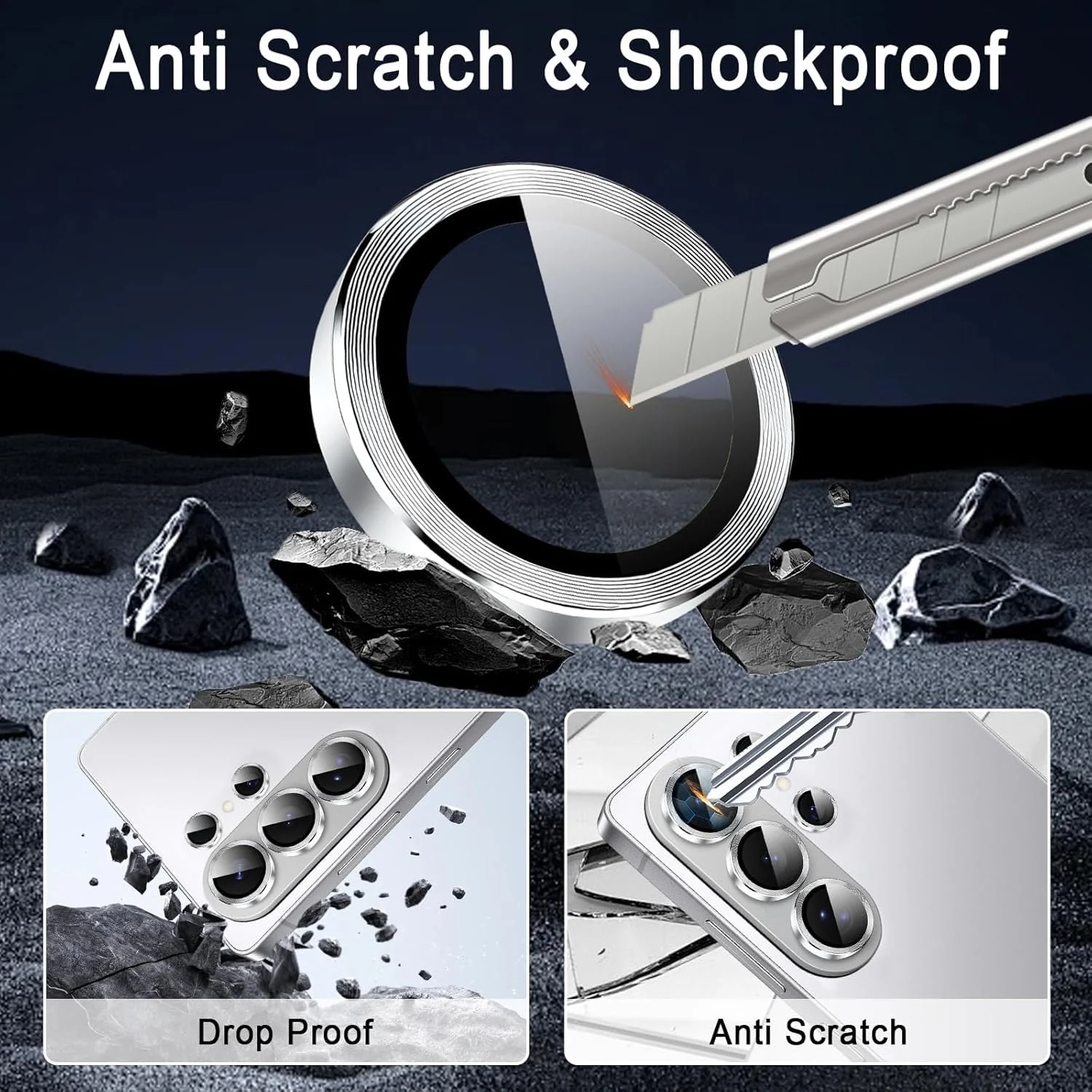 DL3 Mobilak Camera Lens Protector for Samsung Galaxy S26 Ultra Accessories, 9H Tempered Glass Metal Individual Ring Camera Cover Screen Protector, Case Friendly, Anti Scratch - Diamond Silver