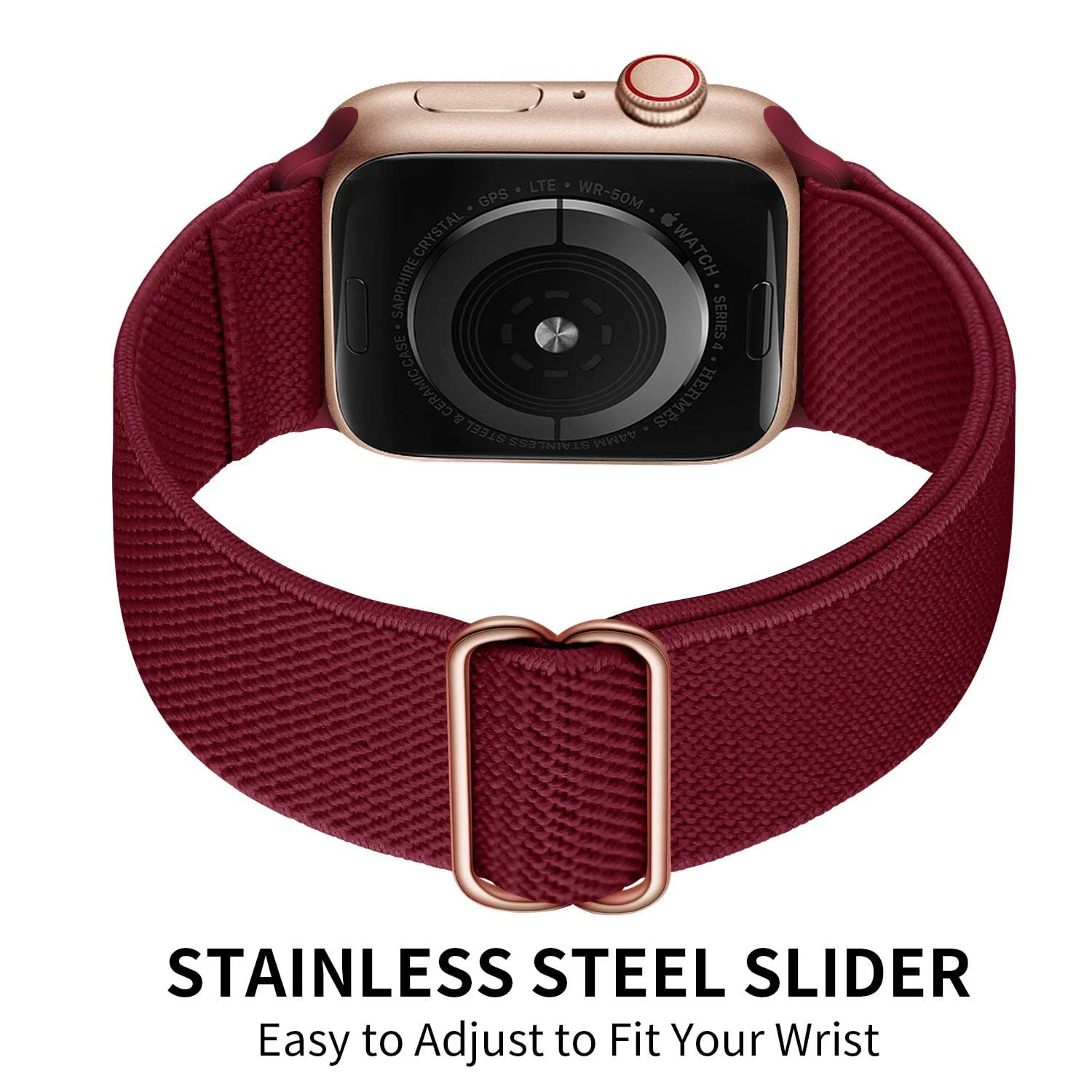 DL3 Mobilak Stretchy Solo Loop Compatible with Apple Watch Ultra Band 44mm 40mm 41mm 45mm 46mm 38mm 49mm 42mm, Soft Nylon Sport Strap for iWatch Series 10 9 8 7 6 5 4 SE (42MM/44MM/45MM/49MM, Burgundy) - Black