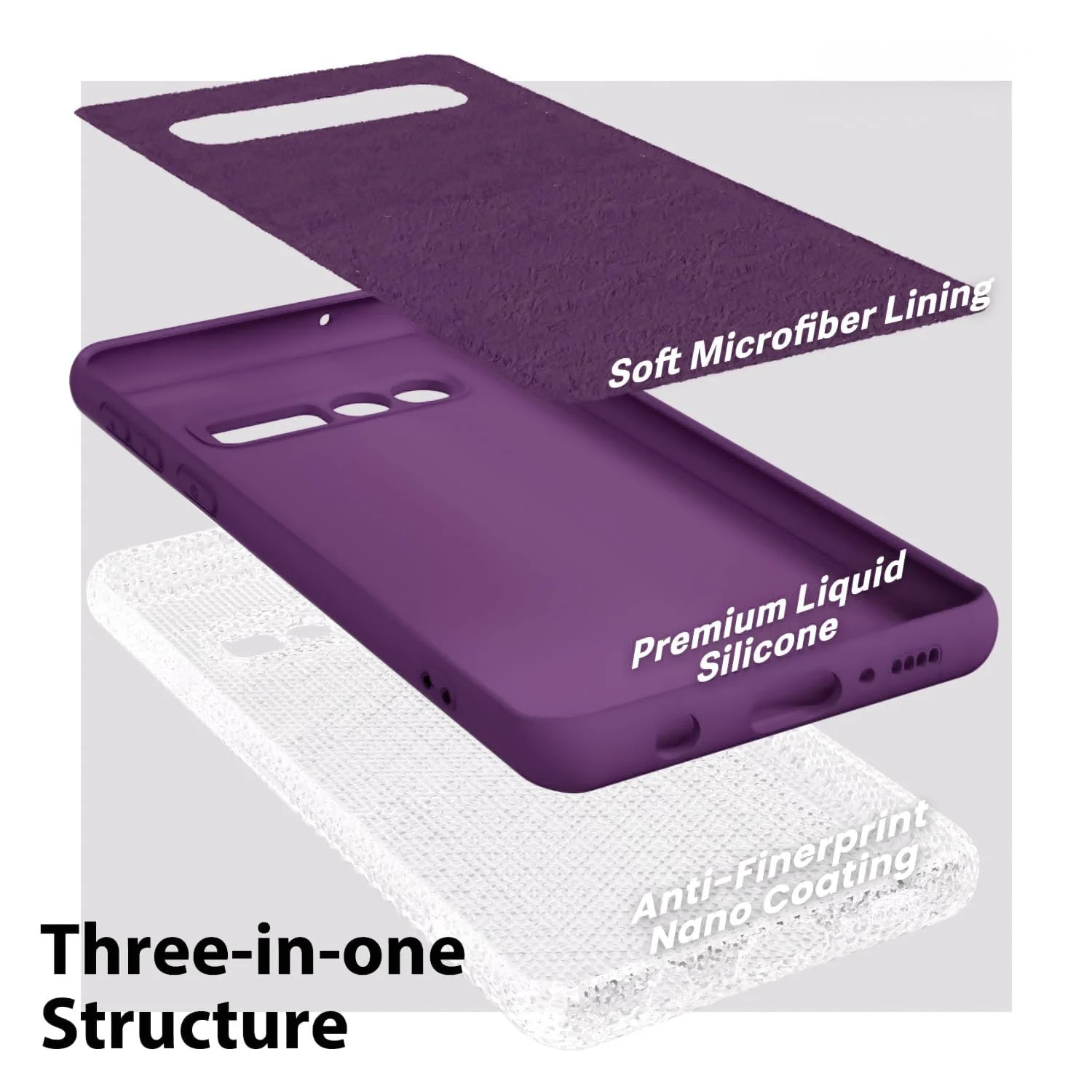 DL3 Mobilak Liquid Silicone Protective Case with Soft Microfiber Lining with Full Camera Protection for Samsung Galaxy S10 - Violet