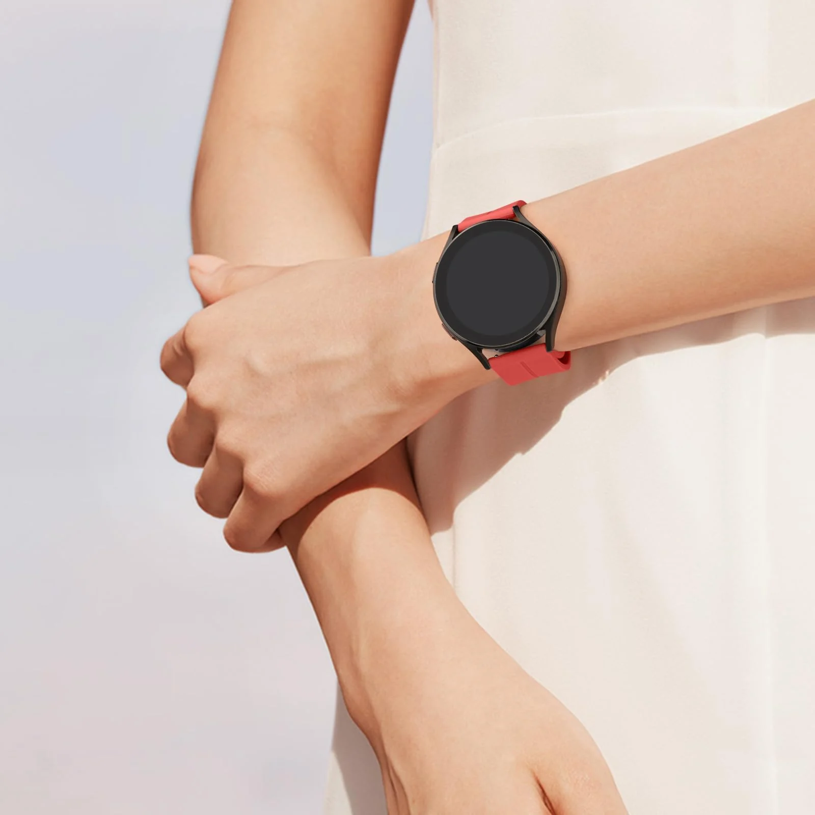 DL3 Mobilak Strap Silicone Magnetic Buckle 20MM For Samsung Gear Sport/Watch 6/5/4/5 Pro 45mm/S2 classic/active 2 40mm 44mm/Amazfit GTS 2/2e/GTS 3/3 Pro/GTS 4/GTS 2 Mini/3 Mini/4 Mini/Bip 3/Bip 3 Pro - Red