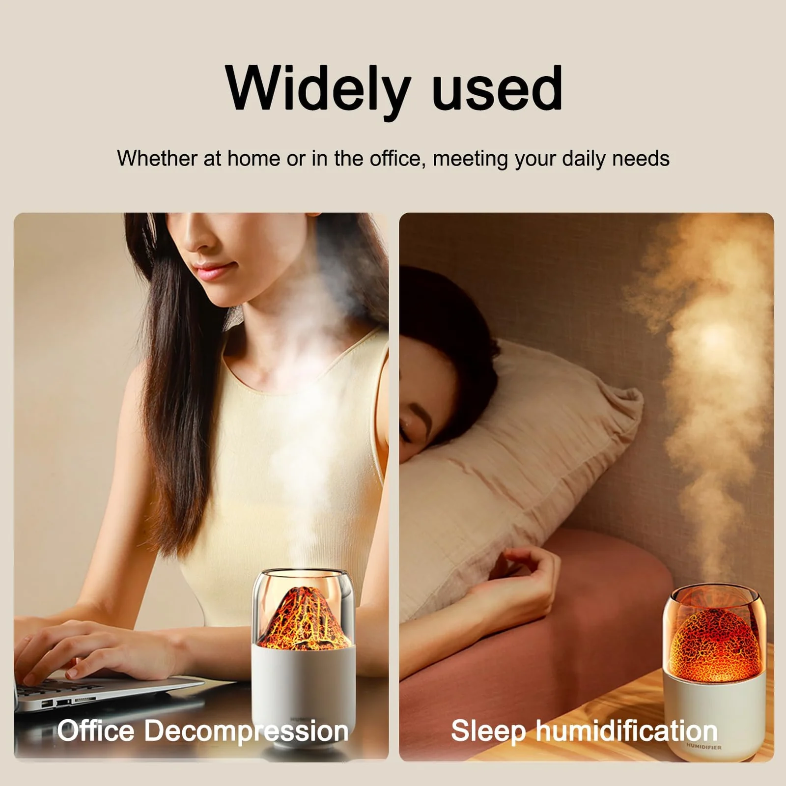 MOBIGON Volcano Mist 300 ml Aroma Diffuser and Humidifier, White - A-White