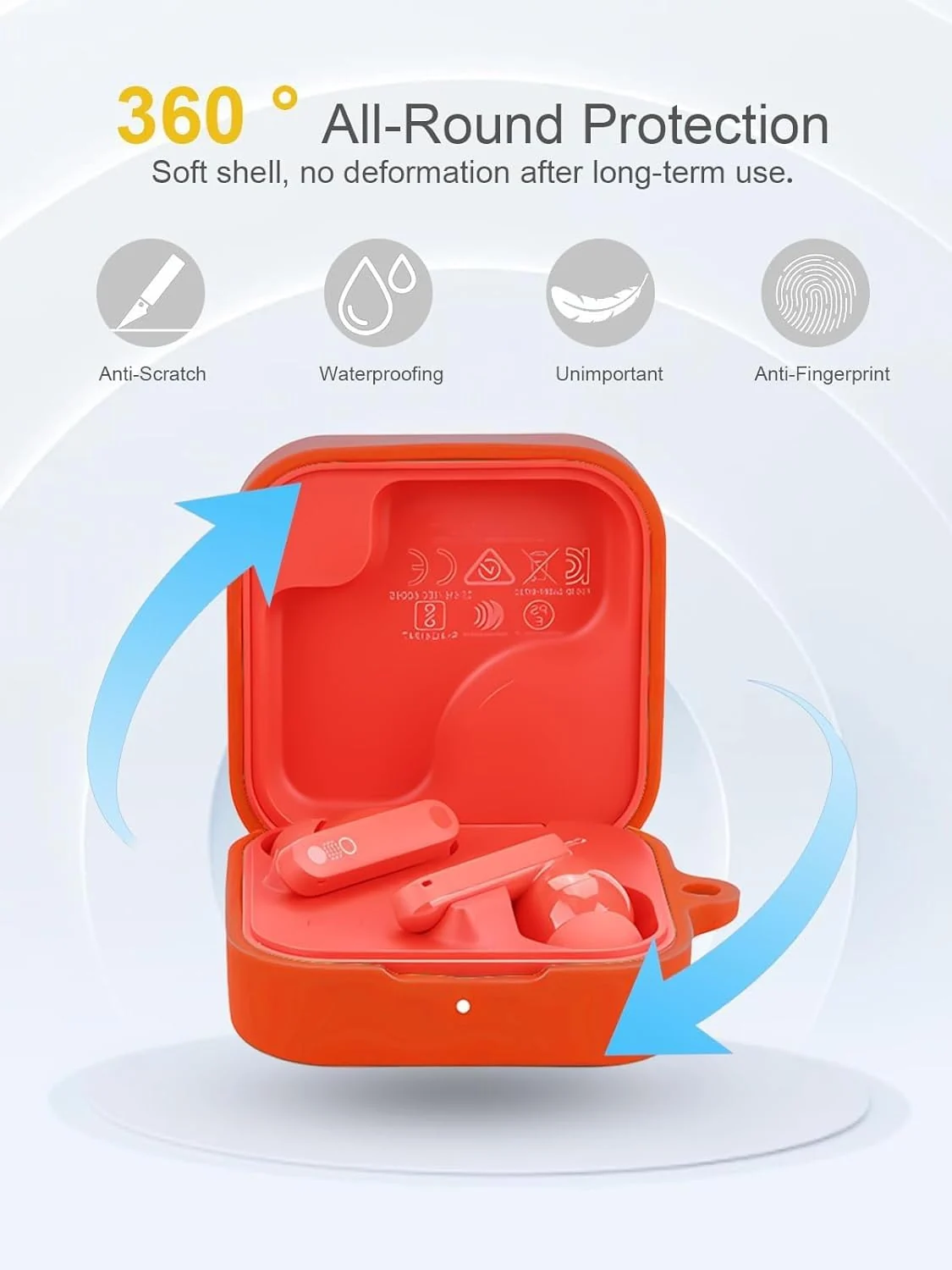 DL3 Mobilak Compatible with Nothing Buds Pro 2 Case Cover, Soft Silicone Shockproof Protective Case Wireless Earbuds with Carabiner, Front LED Visible - Red