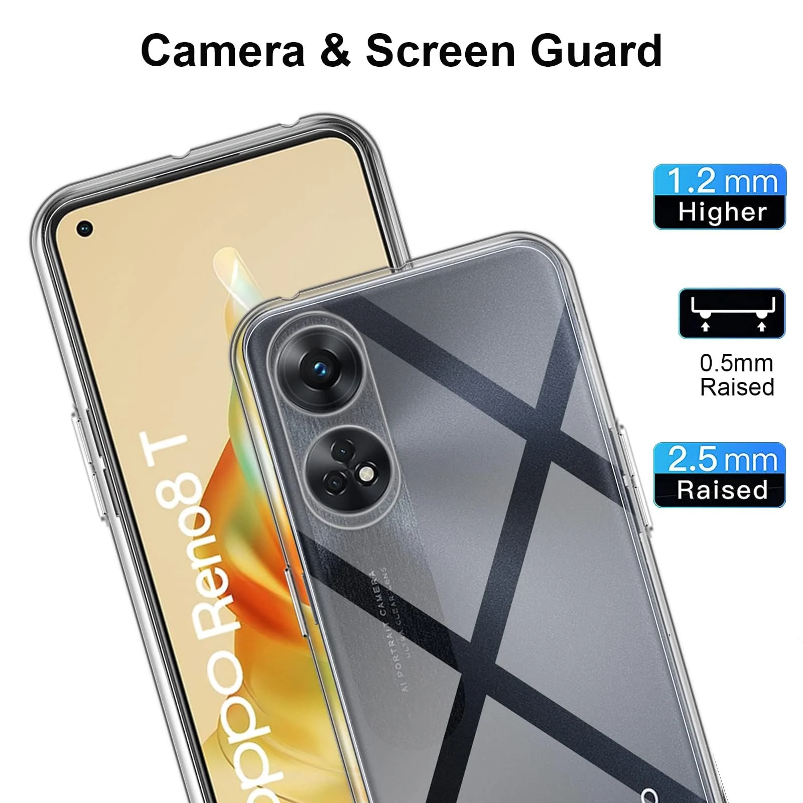 DL3 Mobilak Case Compatible with OPPO Reno 8T 4G (Not 5G) Case Crystal Soft TPU Gel Case Flexible Silicone Anti-Scratch Camera Protection TPU Cover - Clear