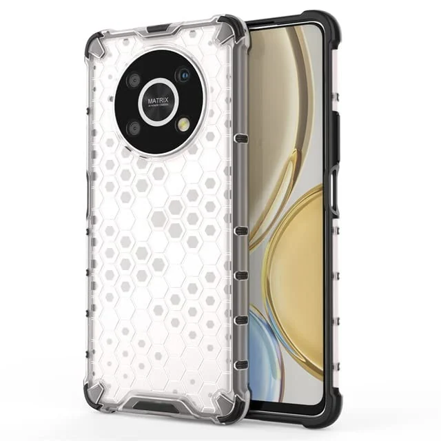 DL3 Mobilak Case For Honor X9 4G / Honor X9 5G, [Honeycomb Design] Drop Protection, Ultra Thin TPU + PC Transparent Silicone Protective Case, Shockproof Cover - Clear
