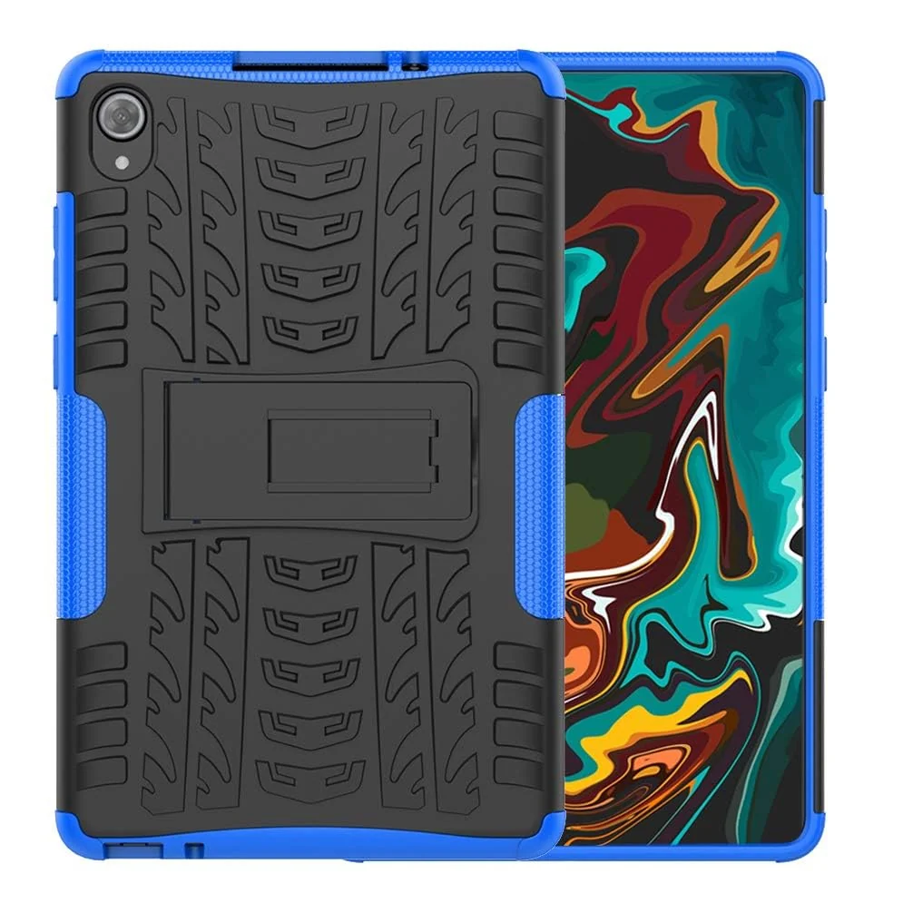 DL3 Mobilak Case For Lenovo Tab M8 4th Gen 2023/3rd Gen 2022/HD LTE 2021/Tab M8 HD/Tab M8 FHD 2019 8.0 inch, Hybrid Rugged Armor Heavy Duty 2 in 1 TPU + PC Dual Layer Case with Kickstand - Blue