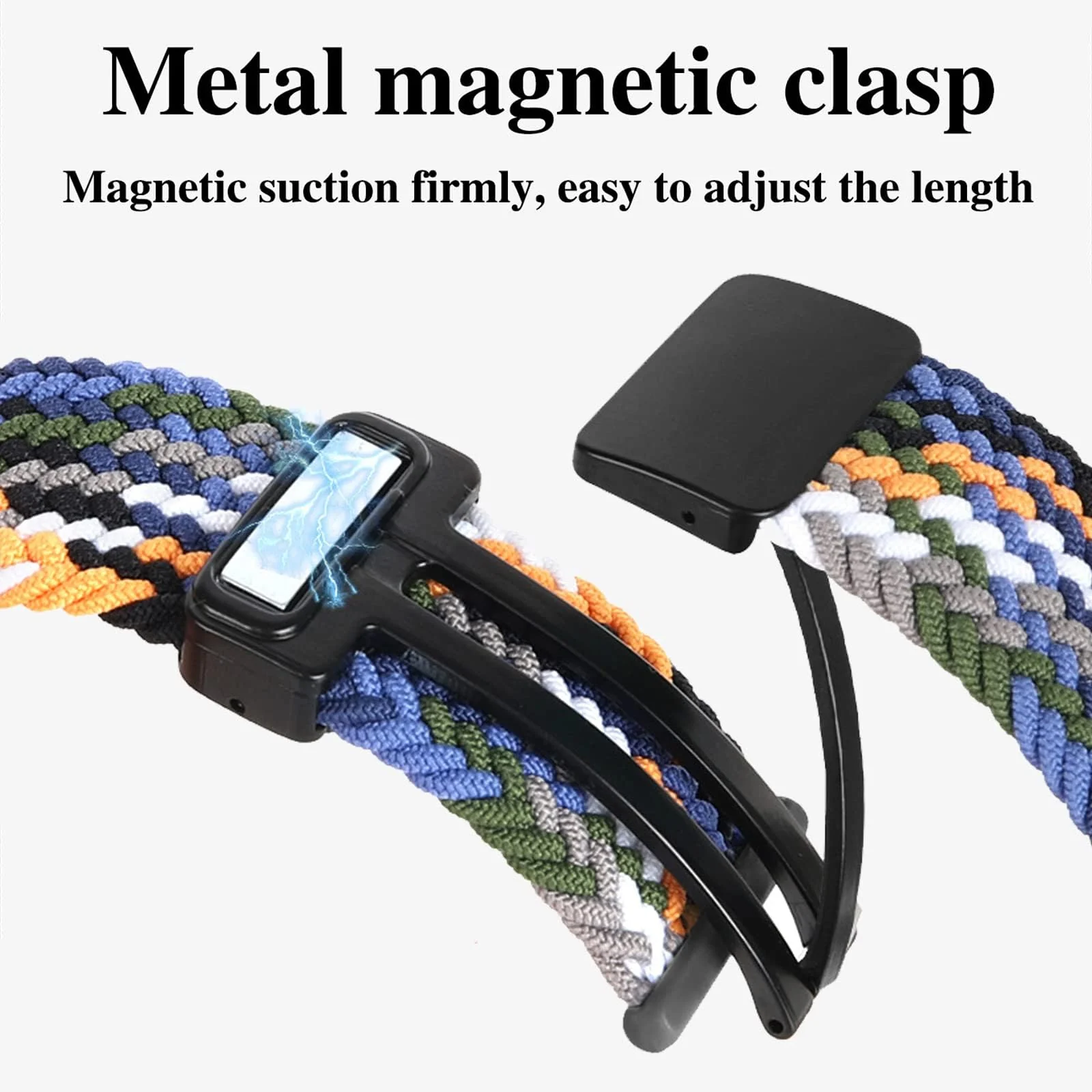DL3 Mobilak Sport Solo Loop Compatible with Apple Watch Band 42mm 44mm 45mm 46mm 49mm for Women Men, Magnetic Strap Stretchy Braided Wristband for iWatch Series 11 10 9 8 7 6 5 4 3 Ultra 3 2 1 SE SE2 - Blue White