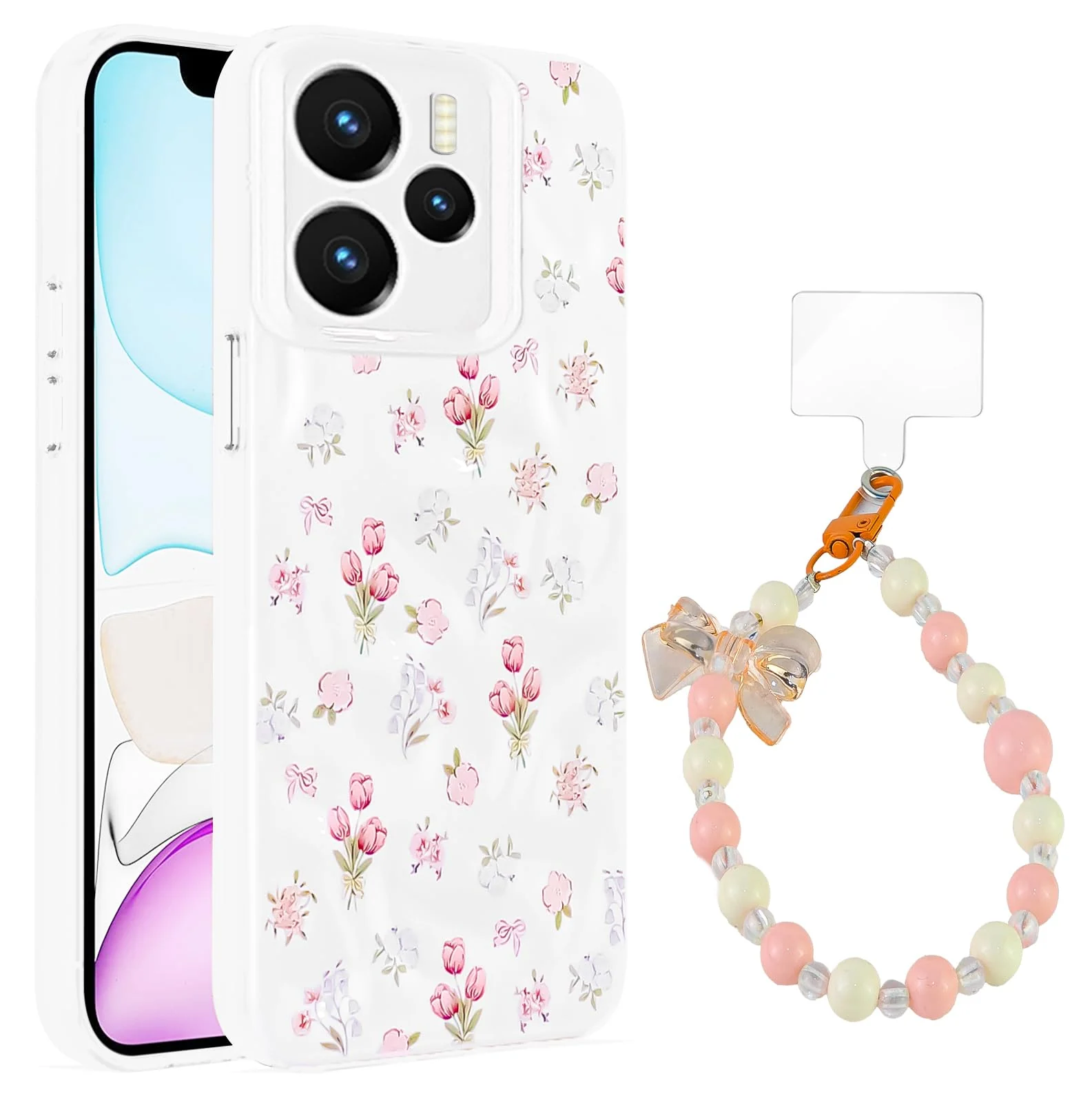Dl3 Mobilak Case Compatible with Redmi Note 14 4G (Not 5G), Cute Printed Soft TPU Phone Cover with Beaded Wrist Strap, Shockproof Camera Protection, Slim Protective Case for Women & Girls - Style 1