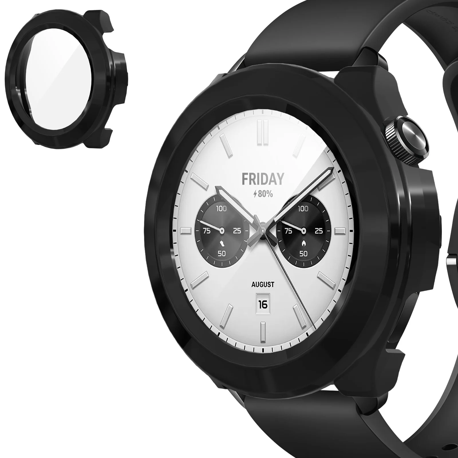 DL3 Mobilak Protective Case for Xiaomi Watch S4 Tempered Glass, Ultra Thin HD Glass Film Scratch Resistant PC Protection Cover, (Not for Xiaomi Watch S4 41mm/Sport) - Black