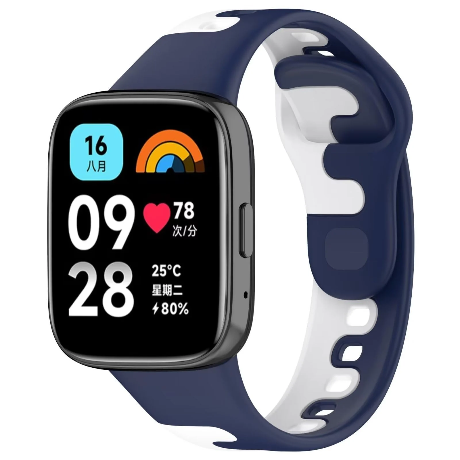 DL3 Mobilak Strap Silicone Compatible With Xiaomi Redmi Watch 3 Active/Redmi Watch 3 Lite, Sport Silicone Watch Band Wrist Strap, Bracelet Wristband Wrist Strap - Blue & White