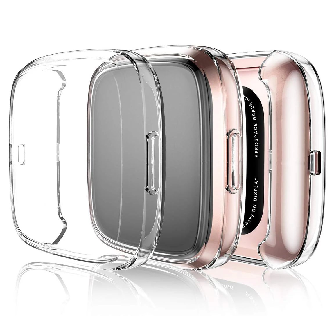 DL3 Mobilak Case Compatible with Fitbit Versa 2 Case All-Around with Built-in Screen Protector Watch Soft TPU Shockproof Cover Slim Guard Thin Bumper Shell Protector For Versa 2 - Clear