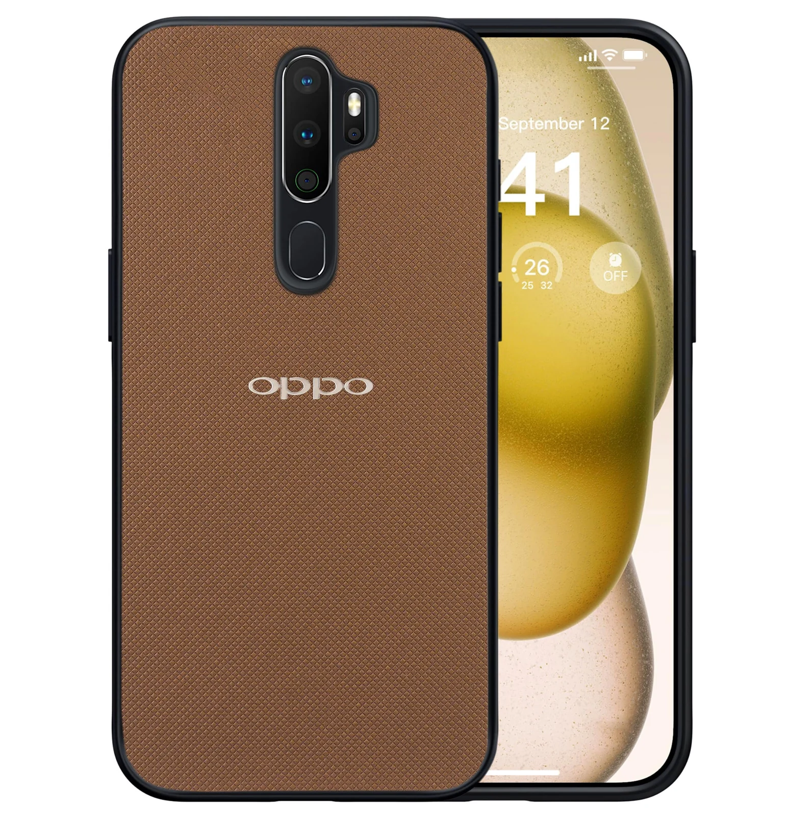 Dl3 Mobilak Compatible with OPPO A9 2020 / OPPO A5 2020 Case Dual Layer Heavy Duty Cell Phone Protective Cover Shockproof Rugged with Non-Slip Textured - Brown