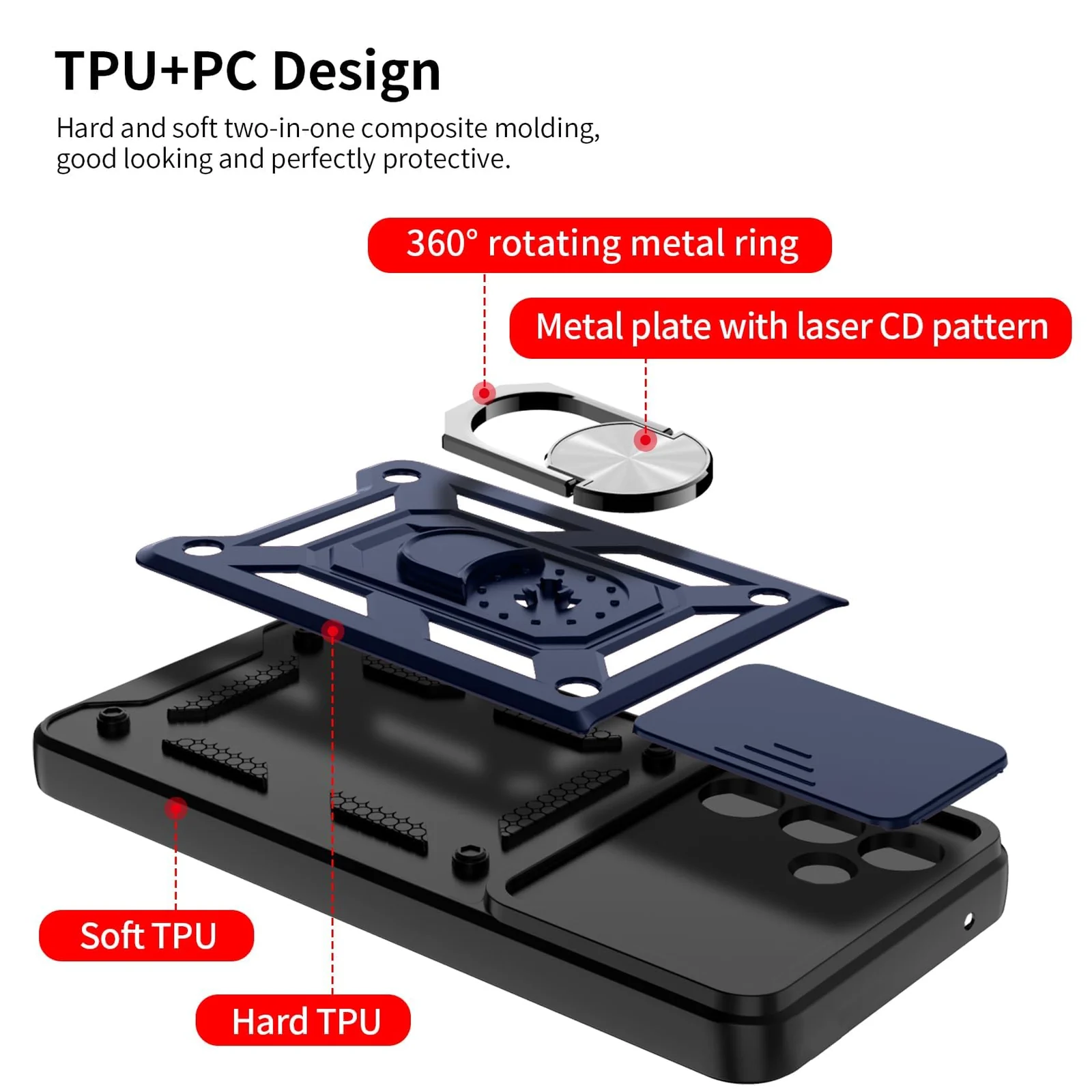 DL3 Mobilak Magnetic Car-Mount Case for Samsung Galaxy A55 with Camera Protection and Built-In Kickstand - Blue