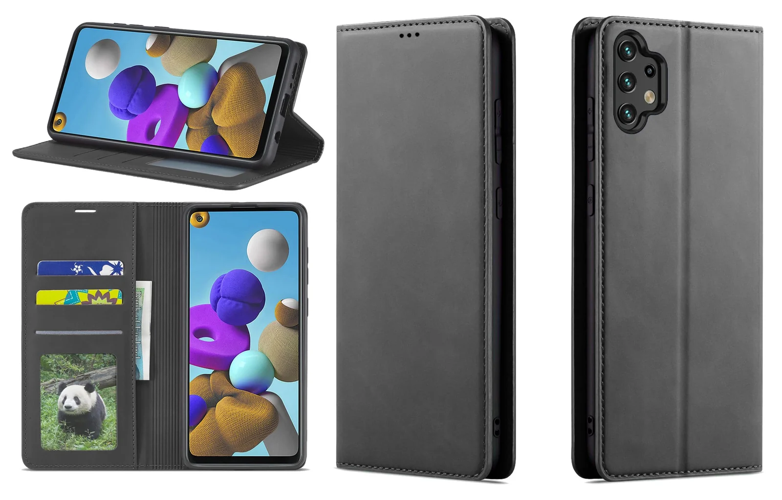 Dl3 Mobilak Premium PU Leather Flip Folio Case for Samsung Galaxy A13 4G (Not 5G), Magnetic Closure Protective Case Kickstand Card Cash Slot Shockproof Durable Wallet Cover Soft TPU (Black)