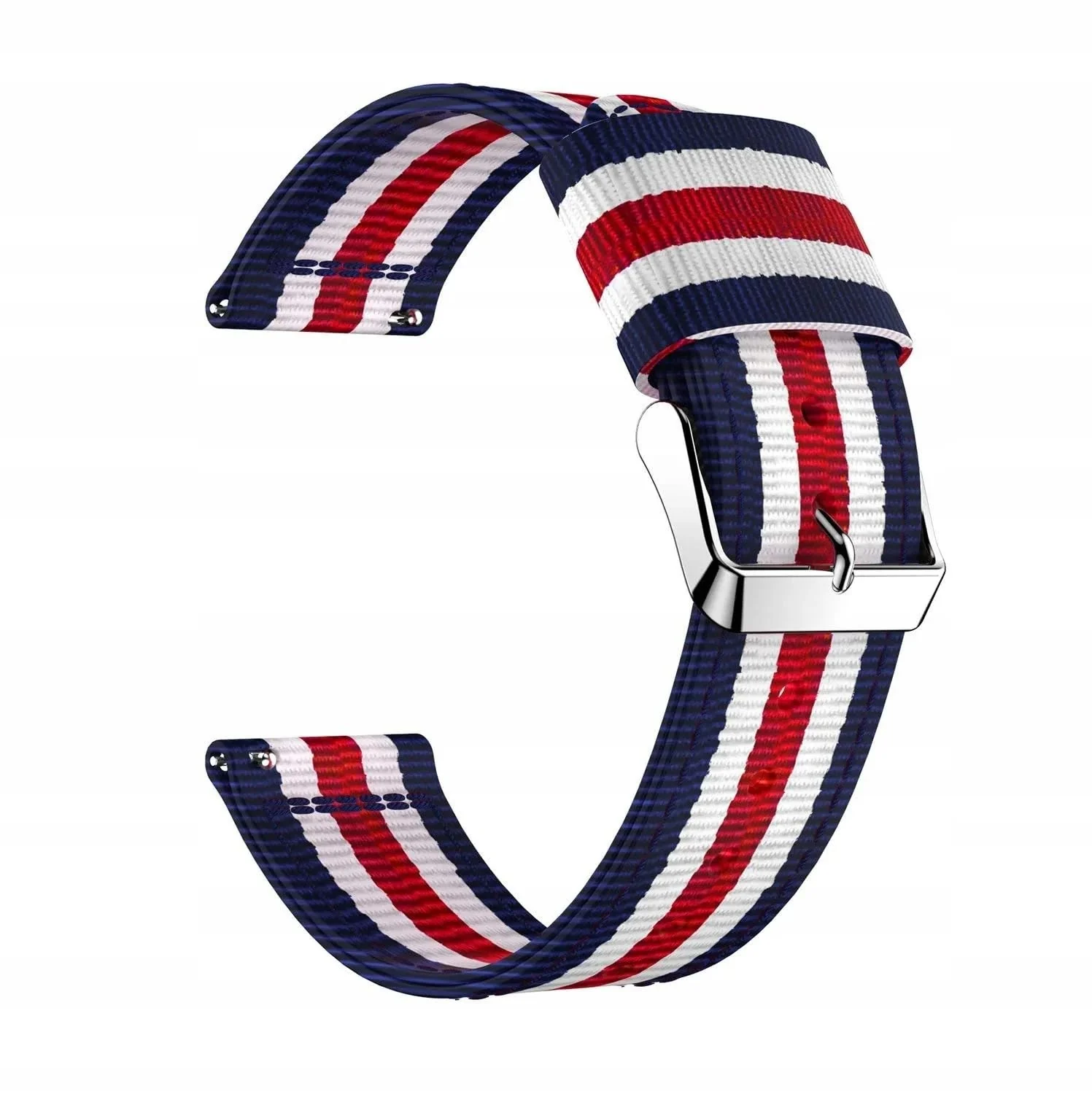 DL3 Mobilak Nylon Canvas Band 20MM Strap For Samsung Gear Sport/Watch 4/Watch 5/Watch 5 Pro/S2 classic/active 2 40mm 44mm/Amazfit GTS 3/4/4 Mini/Bip 3/Pro/GTS 2 mini/GTS 2e/Bip U - Blue Red