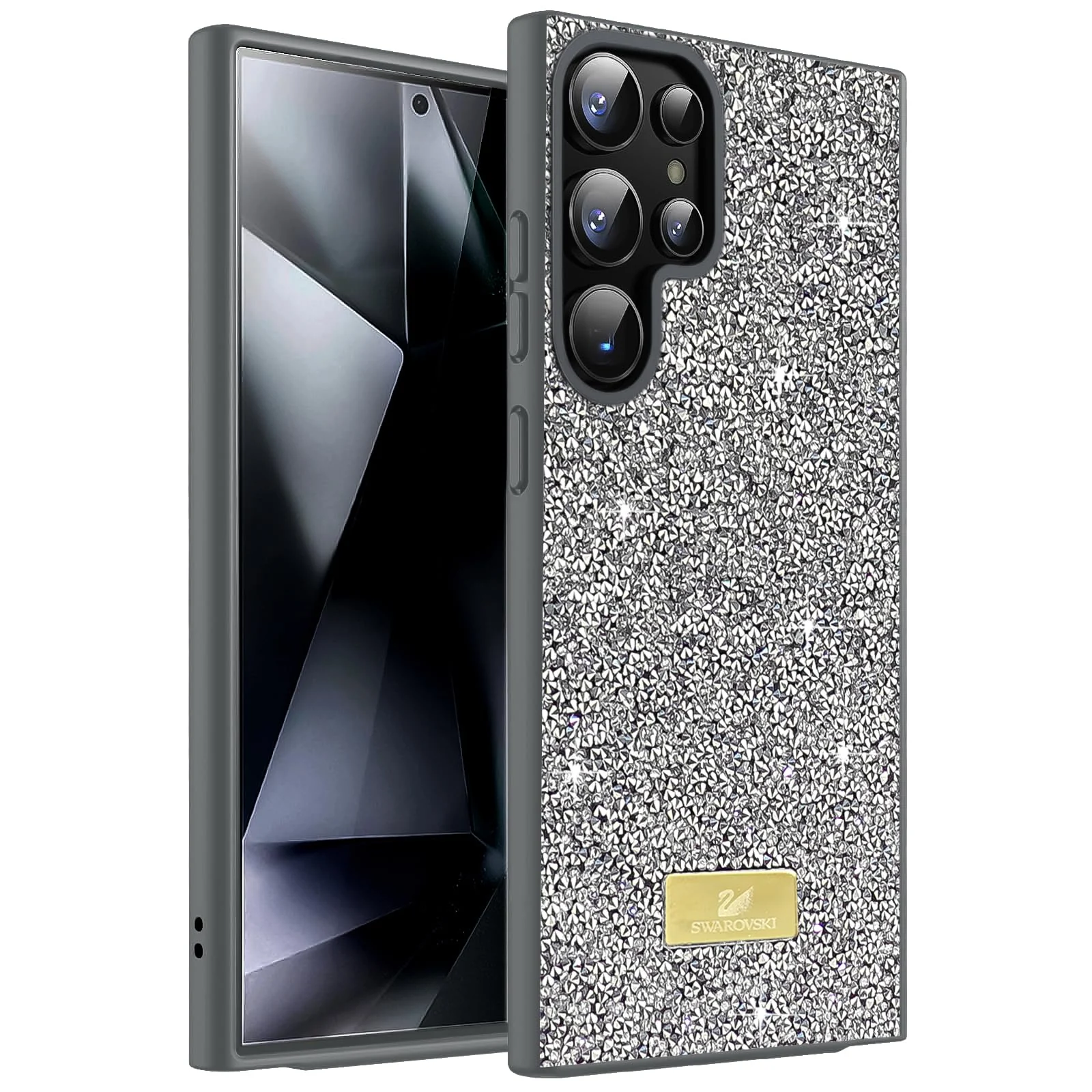 Case For Samsung Galaxy S22 Ultra Case Glitter, Sparkle Diamond Crystal Bling Case with Bling, Ultra Thin Lightweight Full Body Shockproof Anti-Scratch Protective Cover - Black