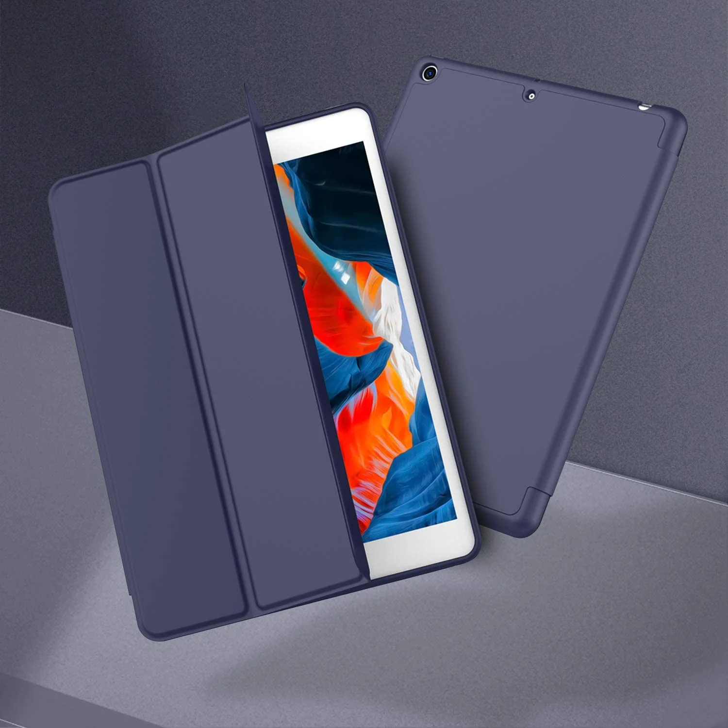 DL3 Mobilak iPad 9th/ 8th/ 7th Generation, Case for iPad 10.2-Inch 2021/2020/ 2019 with Pencil Holder, iPad 7th Gen 2019 Case with Soft Baby Skin Silicone Back, Auto Wake/Sleep Cover - Blue