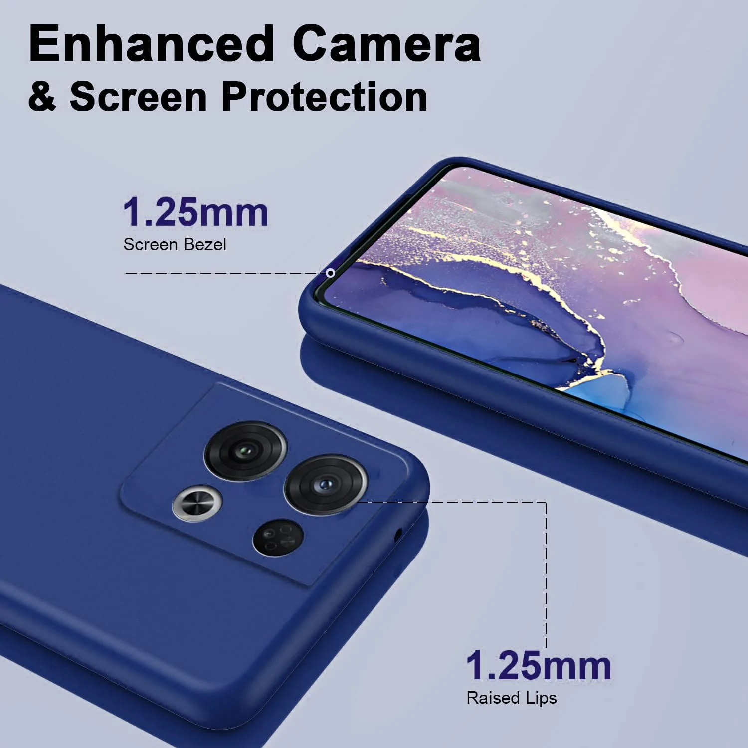 DL3 Mobilak OPPO Reno 8 5G Case, Soft Flexible Liquid Silicone Gel Rubber Bumper Cover, Full Body Shockproof Protective Phone Case - Blue 1