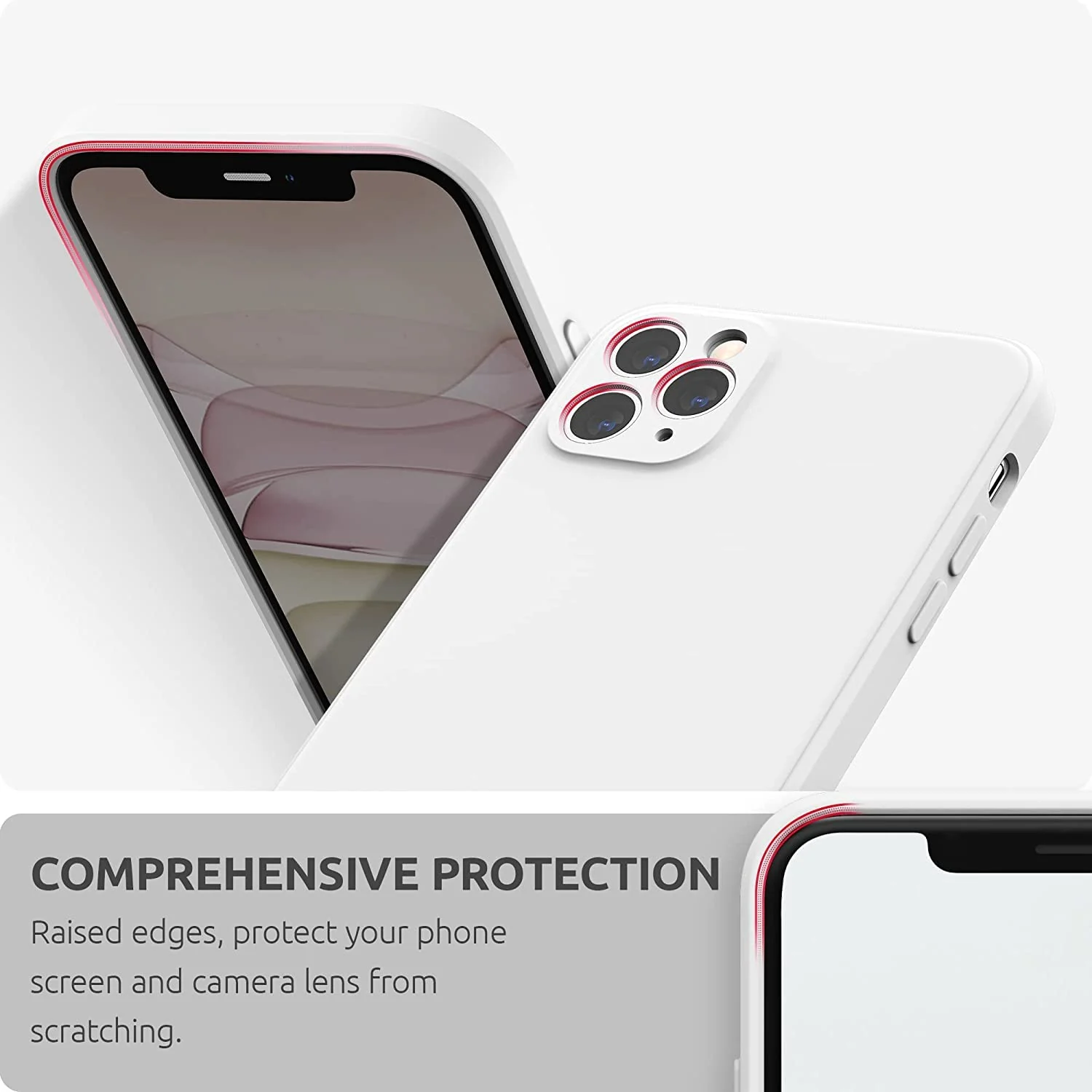 DL3 Mobilak Liquid Silicone Protective Case for iPhone 11 Pro Max (6.5 Inch) with Camera Protection and Microfiber Lining - White