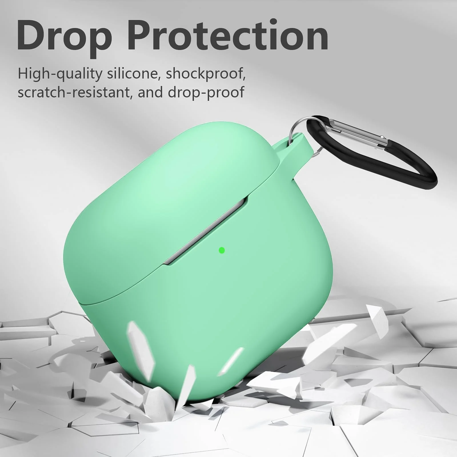 DL3 Mobilak Case Compatible with AirPods 3, Silicone Protective Accessories Skin with Keychain Compatible with AirPods 3rd Generation 2021 for Women Girl, Front LED Visible - Turquoise