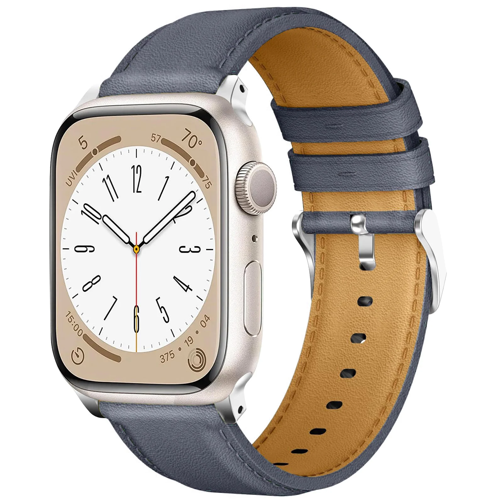 Apple Watch Ultra / Ultra 2 49MM 45MM 44MM 42MM — DL3 Mobilak Compatible with Apple Watch Band 49mm 46mm 45mm 44mm 42mm Leather Band Replacement Strap, Soft Leather Bracelet for iWatch Series 11 10 9 8 7 6 5 4 SE SE2 Ultra 3 2 1 - Blue Grey