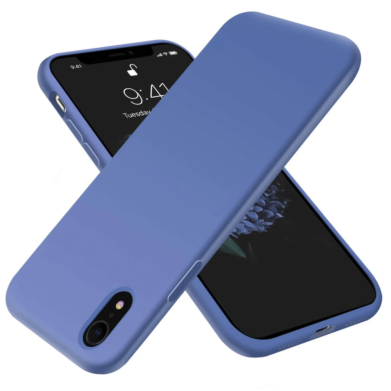 DL3 Mobilak Liquid Silicone Protective Case for iPhone XR with Camera Protection and Microfiber Lining - Lavender Blue