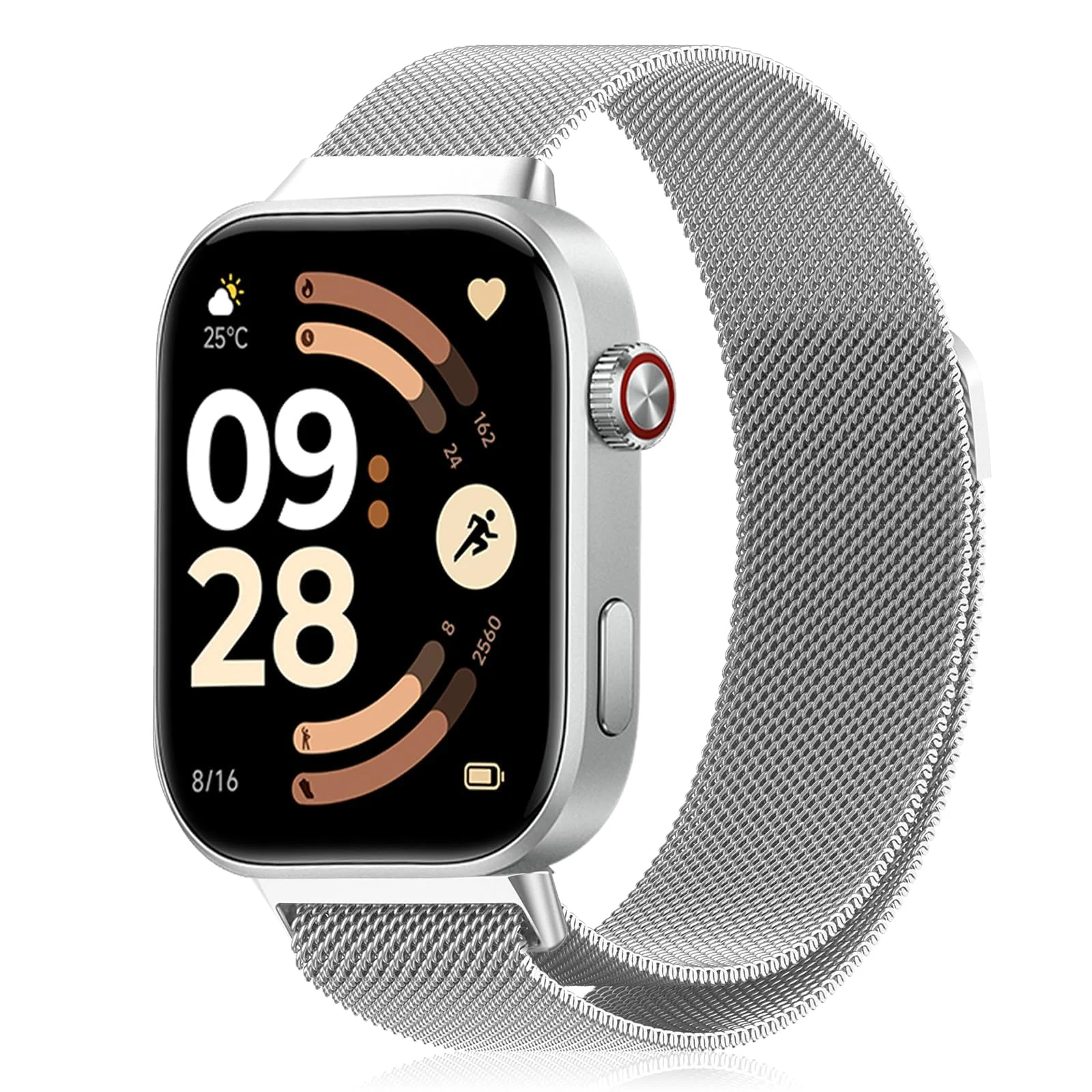 Dl3 Mobilak Metal Strap for Xiaomi Redmi Watch 6/5/4/6 Active/6 Lite/Smart Band 10 Pro/9Pro/8 Pro, Breathable Stainless Steel Mesh with Magnetic Buckle, Men Women Replacement Strap - Silver