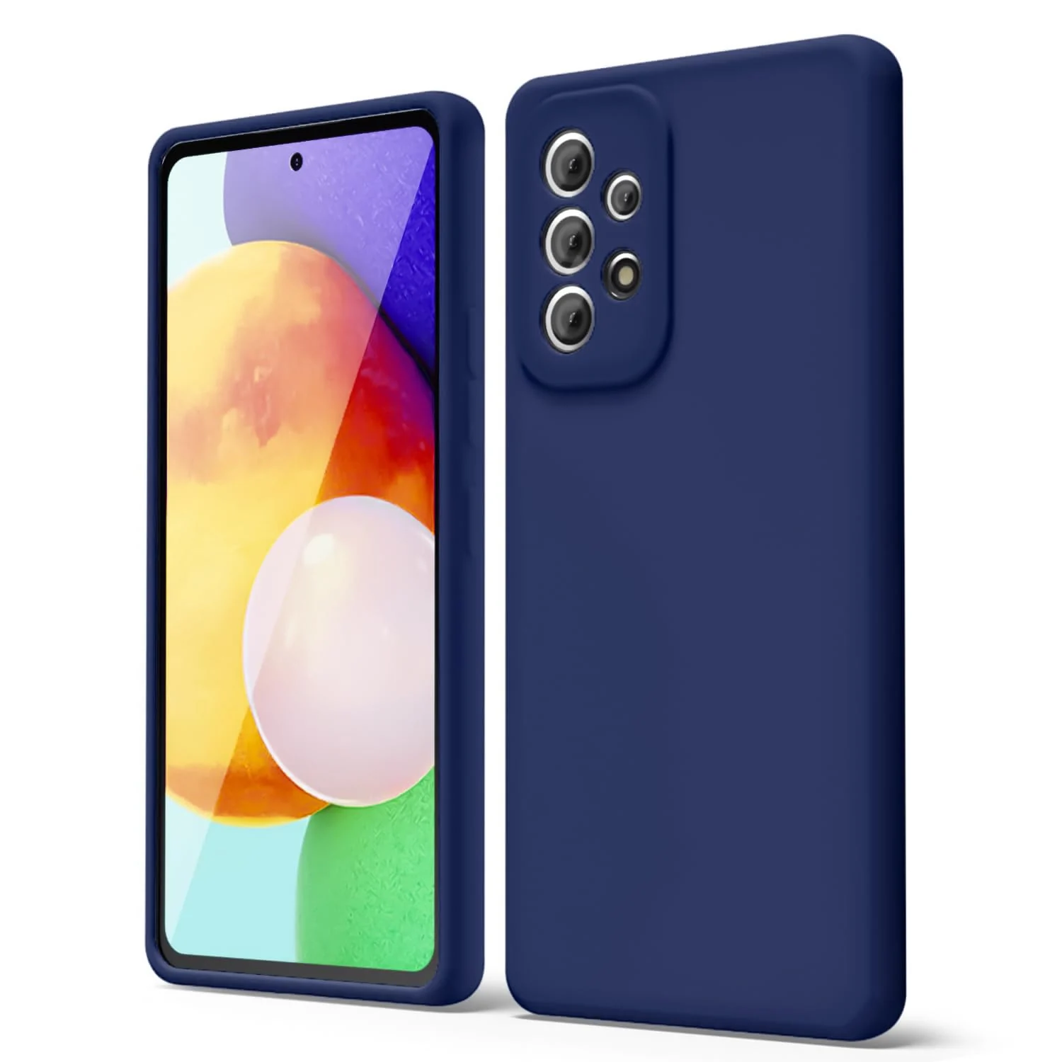 DL3 Mobilak Samsung Galaxy A72 Case, Soft Flexible Silicone Gel Rubber Bumper Cover, Full Body Shockproof Protective Phone Case - Blue 1