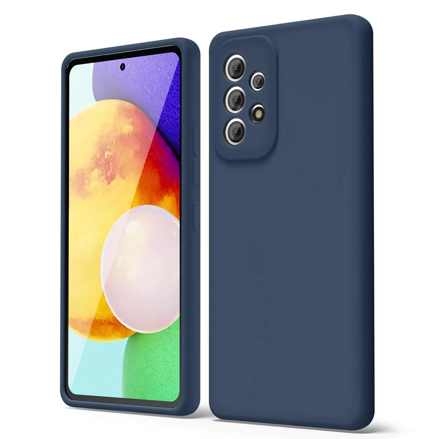 DL3 Mobilak Samsung Galaxy A72 Case, Soft Flexible Silicone Gel Rubber Bumper Cover, Full Body Shockproof Protective Phone Case - Dark Blue