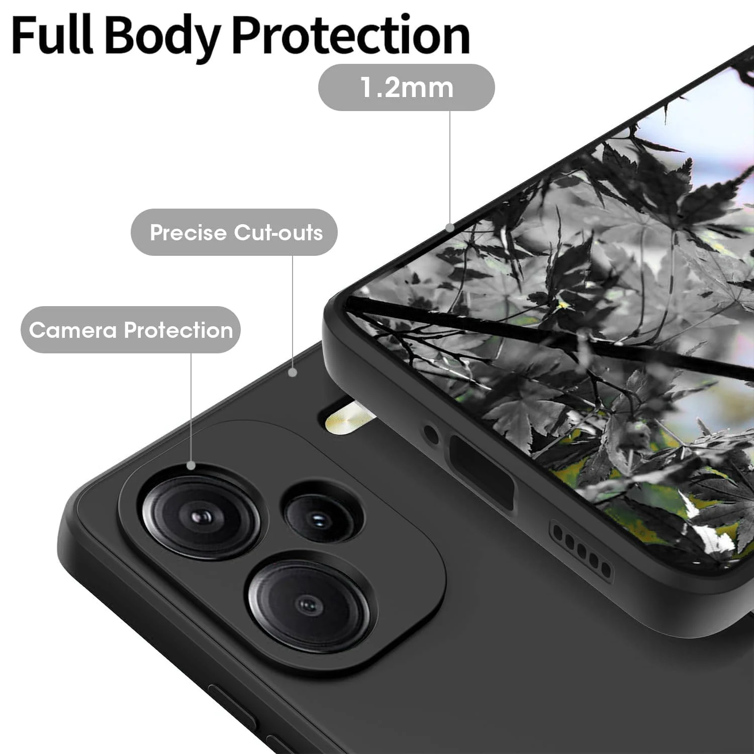DL3 Mobilak Liquid Silicone Protective Case for Xiaomi Redmi Note 13 Pro+ Plus 5G with Microfiber Lining and Shockproof Design - Black