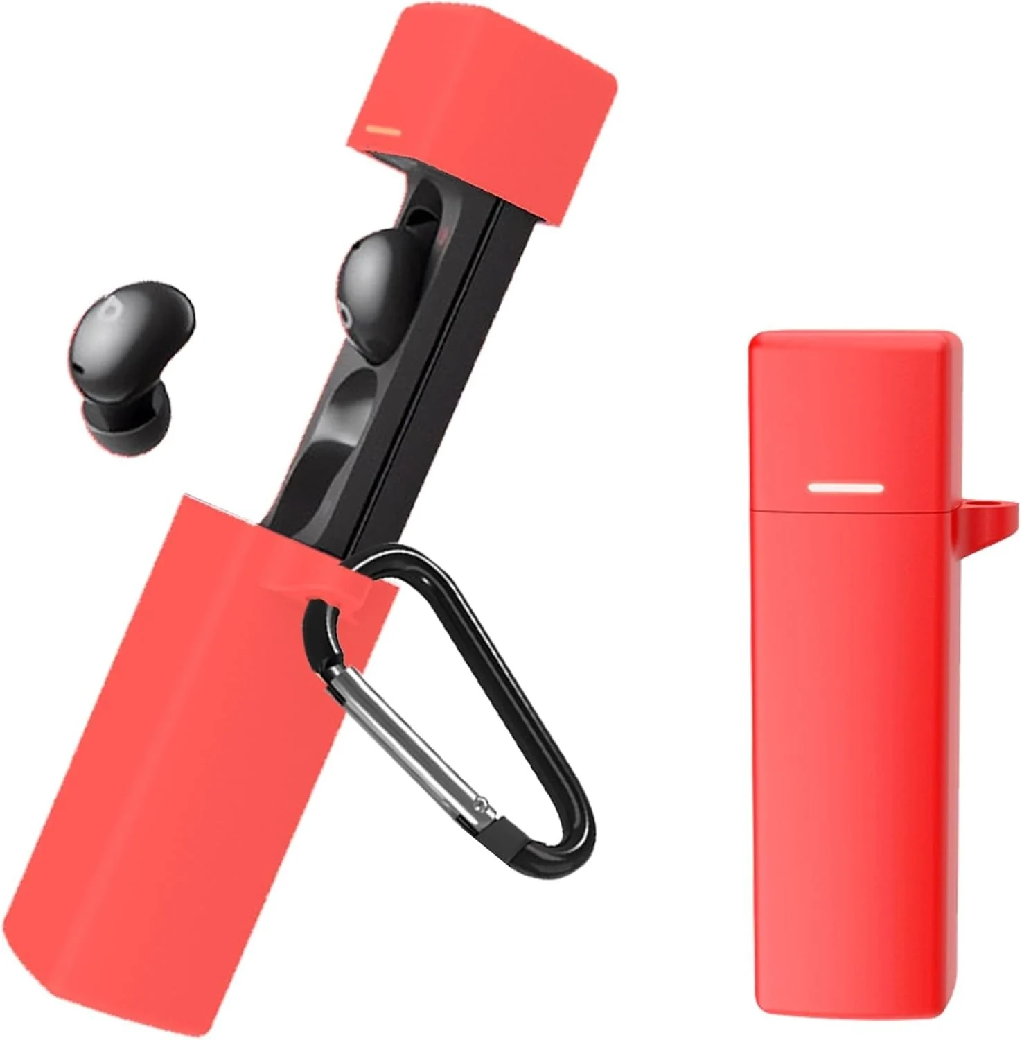 DL3 Mobilak Compatible with Anker Soundcore Anker A30i Case Cover, Soft Silicone Shockproof Protective Case Wireless Earbuds with Carabiner, Front LED Visible - Red
