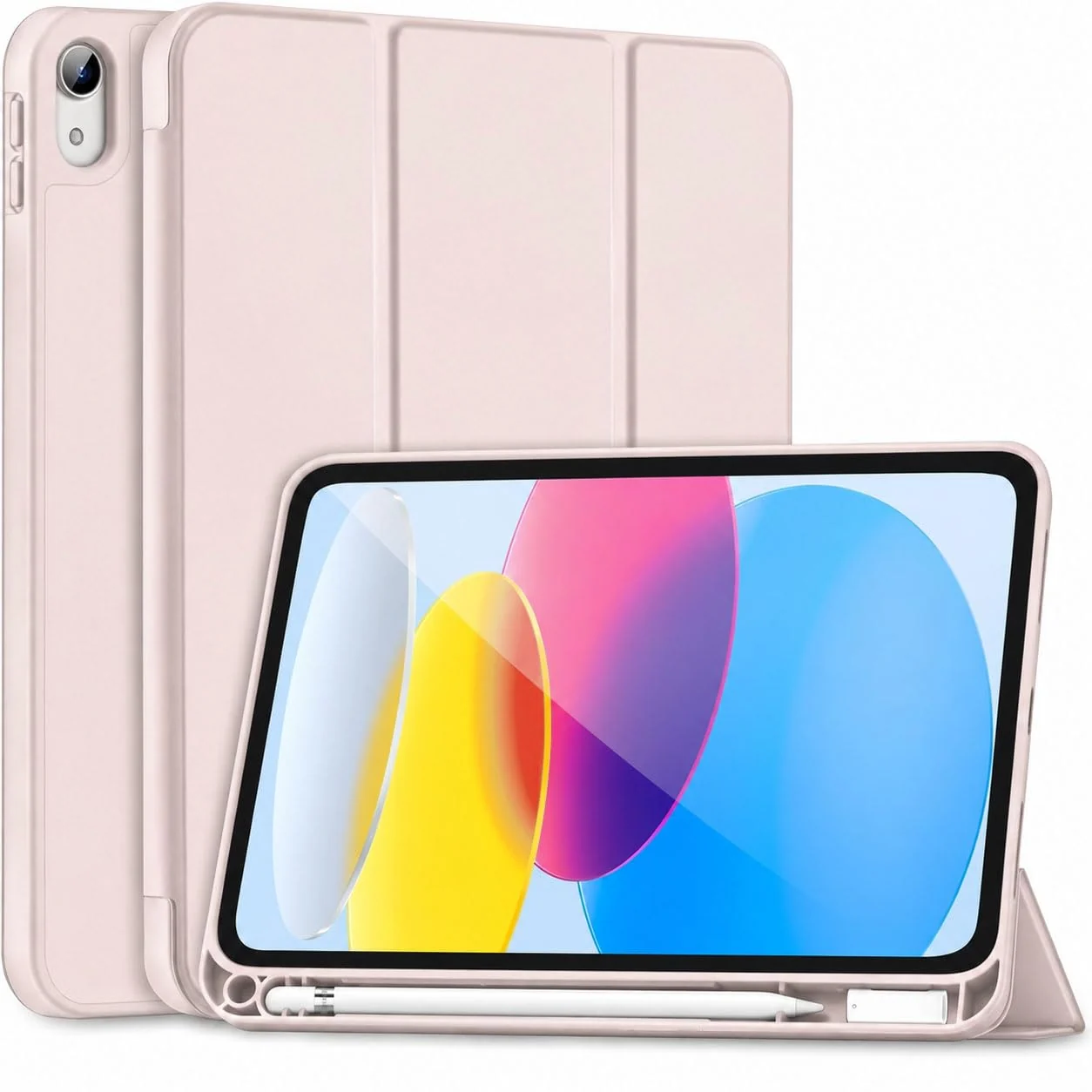 Dl3 Mobilak iPad (A16) 11th Generation 11 Inch 2025/10th Generation 10.9 Inch 2022 with Pencil Holder, iPad 10 Flexible TPU Back Shell Smart Trifold Stand Protective Cover Auto Wake/Sleep (Blue)