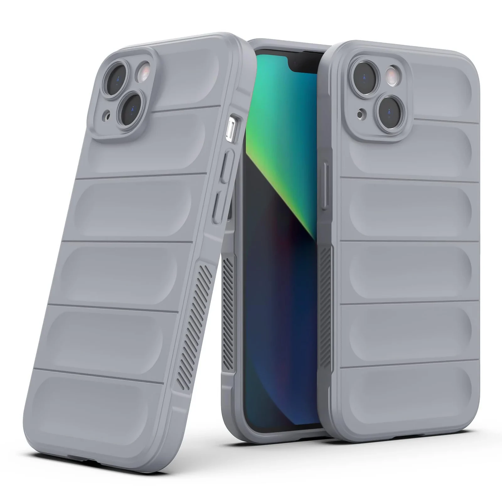 DL3 Mobilak Silicone Case for iPhone 15+ Plus 6.7-Inch Heavy Duty Protective [Slim Fit] Shockproof Soft Flexible Protective Design Shock-Absorption TPU Cover With Camera Protection - Gray