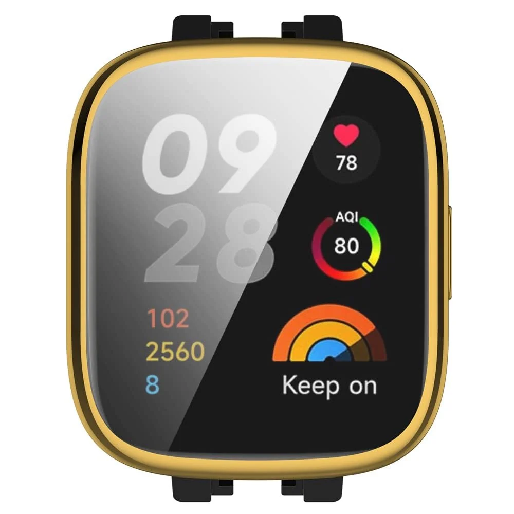 DL3 Mobilak Case Compatible with Xiaomi Redmi Watch 3 (Not Fit Watch 3 Active) Protective Case, Flexible TPU Full Protection Screen Protector Cover Scratch-Resistant Screen Protector Case - Gold