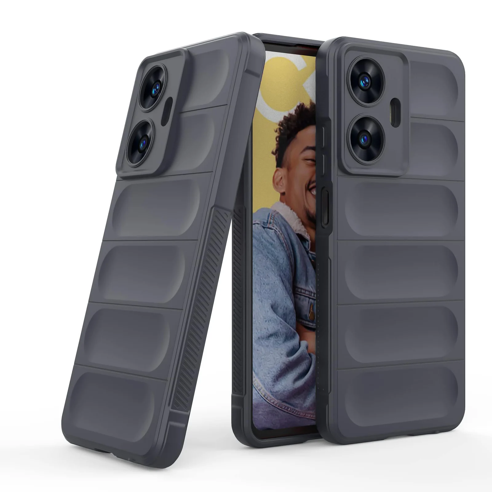 DL3 Mobilak Flexible Silicone and TPU Protective Case with Camera Protection for realme C55 / Narzo N55 - Dark Gray