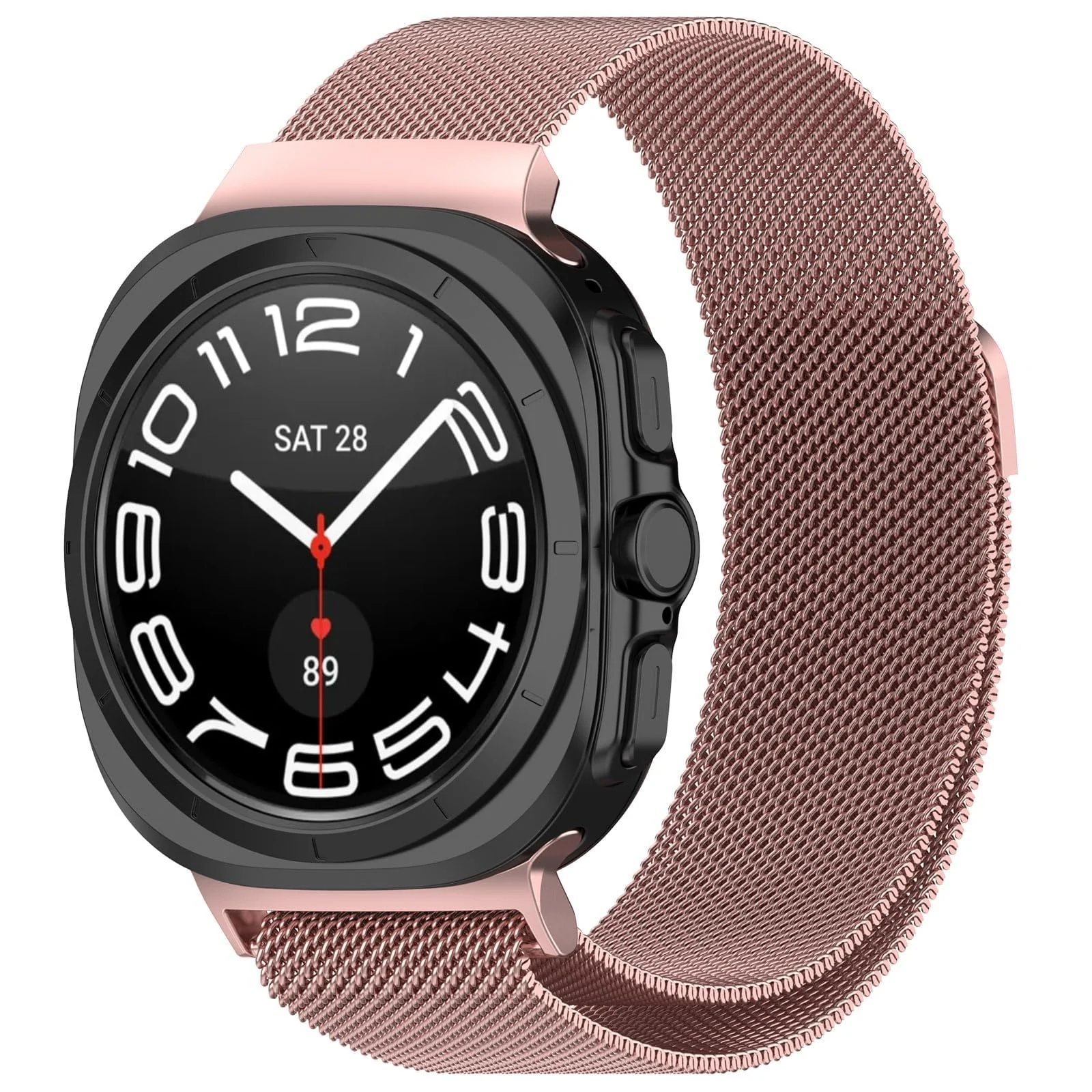 DL3 Mobilak Metal Band Compatible with Samsung Galaxy Watch 7 Ultra Bands 47mm, Stainless Steel Mesh Loop Magnetic Clasp Wristbands Replacement Accessory Women Men for Samsung Watch Ultra Band 47 mm - Rose Gold